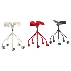 Set of Three Jordi Badia, Otto Canalda, Red Binaria Stool by BD Barcelona