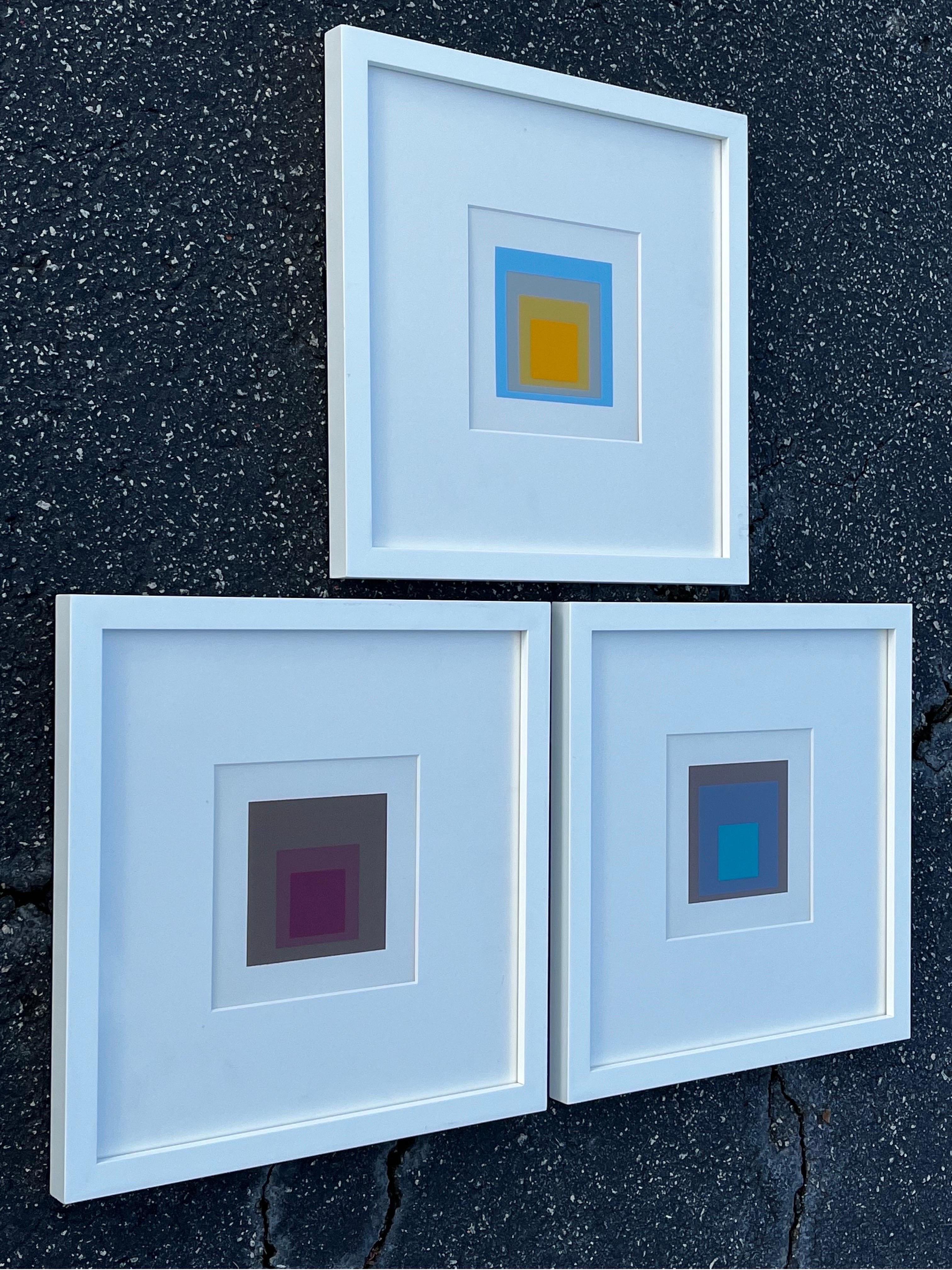 20th Century Set of Three Josef Albers Homage to the Square 1965 Promotional Prints, Framed