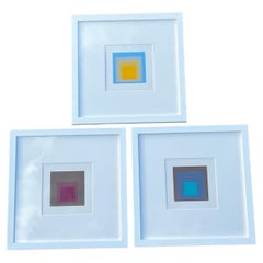 Set of Three Josef Albers Homage to the Square 1965 Promotional Prints, Framed