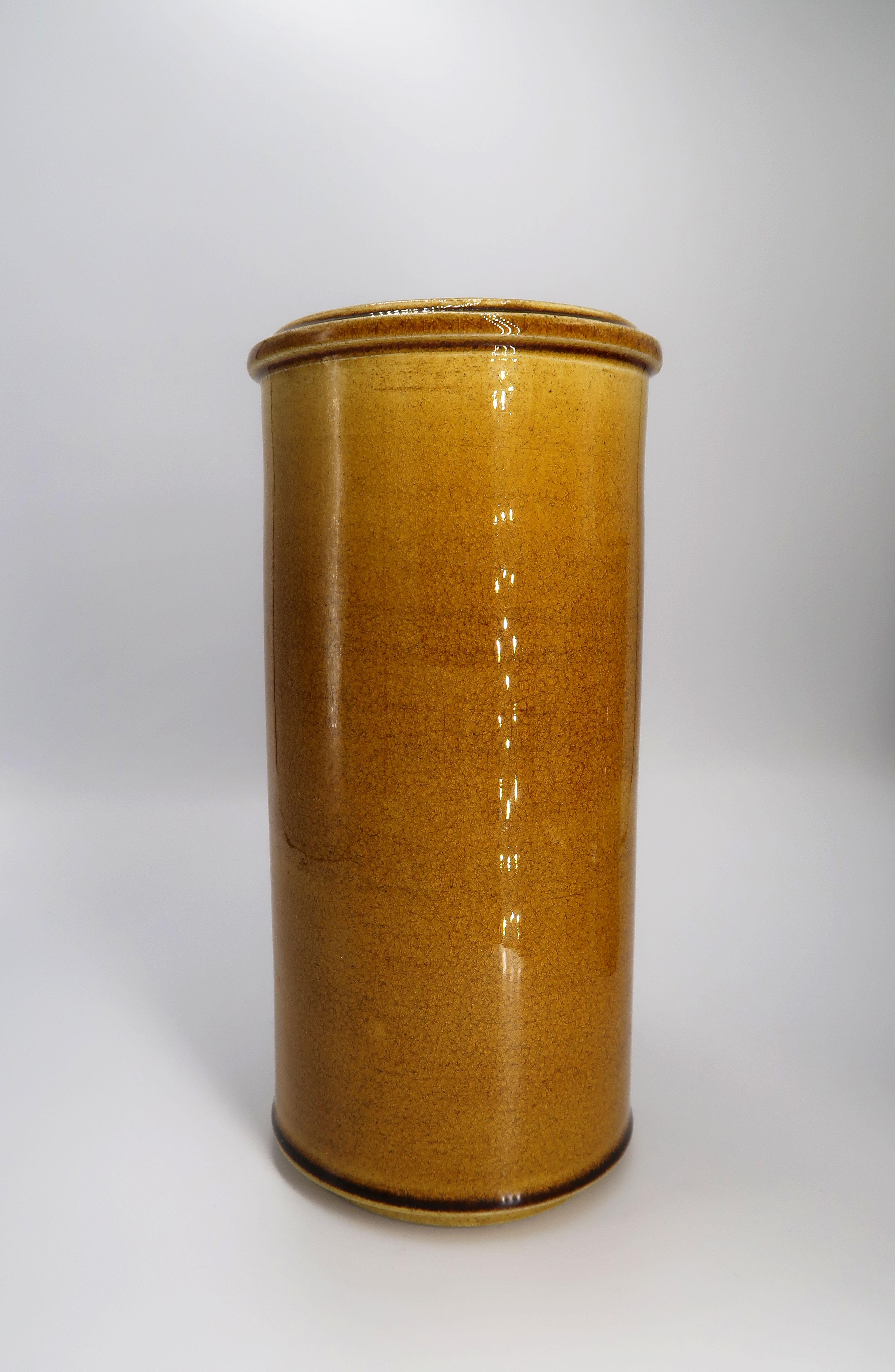 Stoneware Set of 1950s Danish Golden Ochre Ceramic Vases, Kähler For Sale