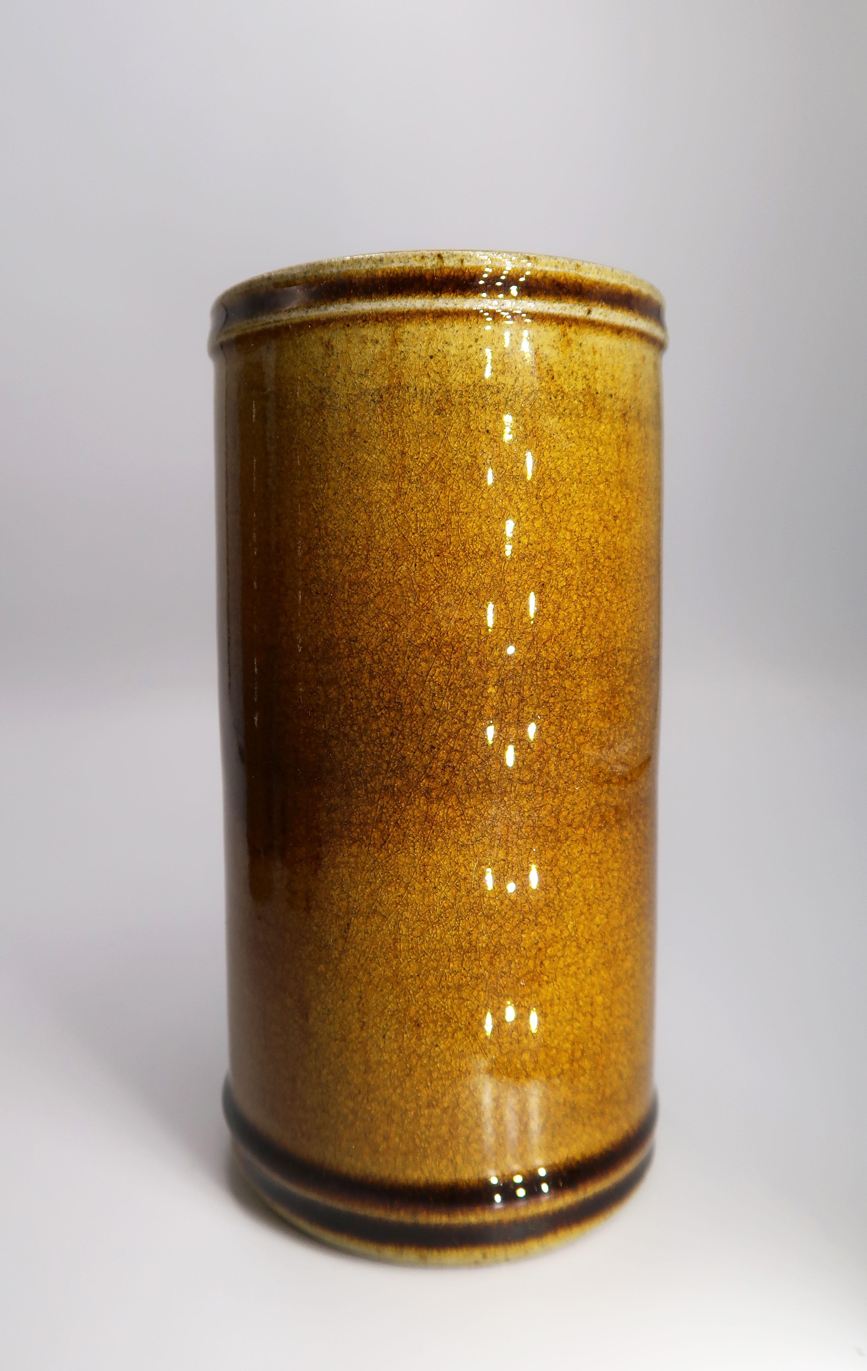 Set of 1950s Danish Golden Ochre Ceramic Vases, Kähler For Sale 2