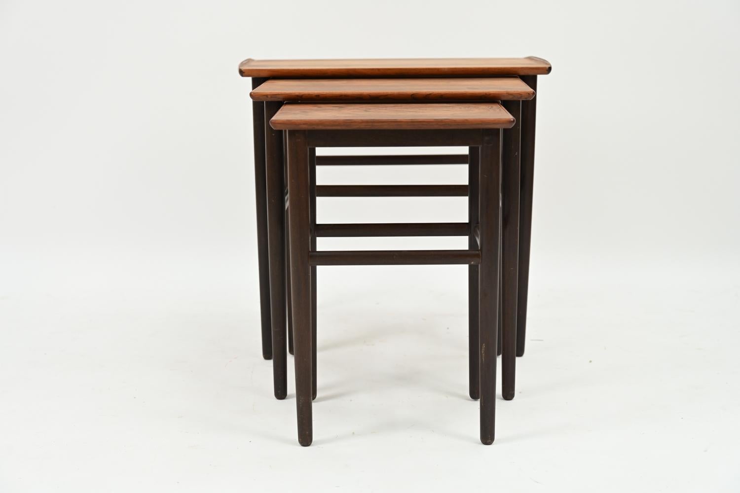 Scandinavian Modern Set of Three Kai Kristiansen Rosewood Nesting Tables, C. 1960's