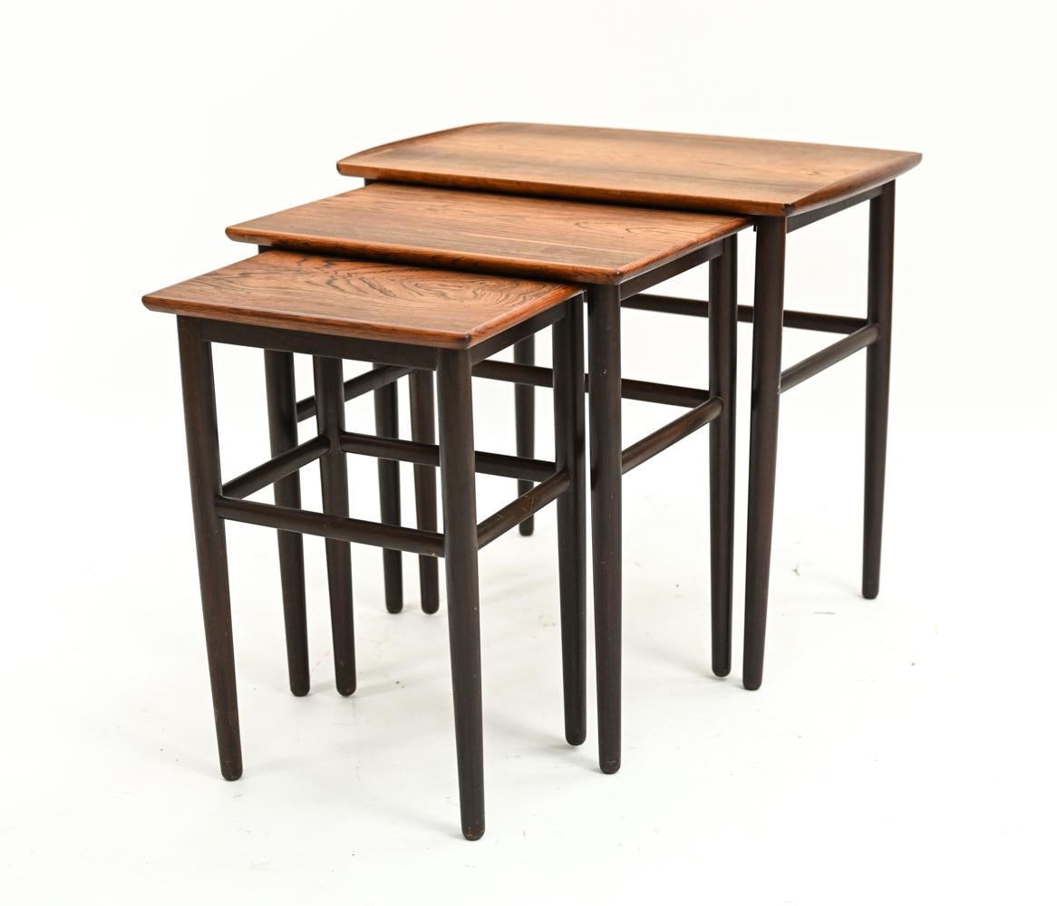 Mid-20th Century Set of Three Kai Kristiansen Rosewood Nesting Tables, C. 1960's
