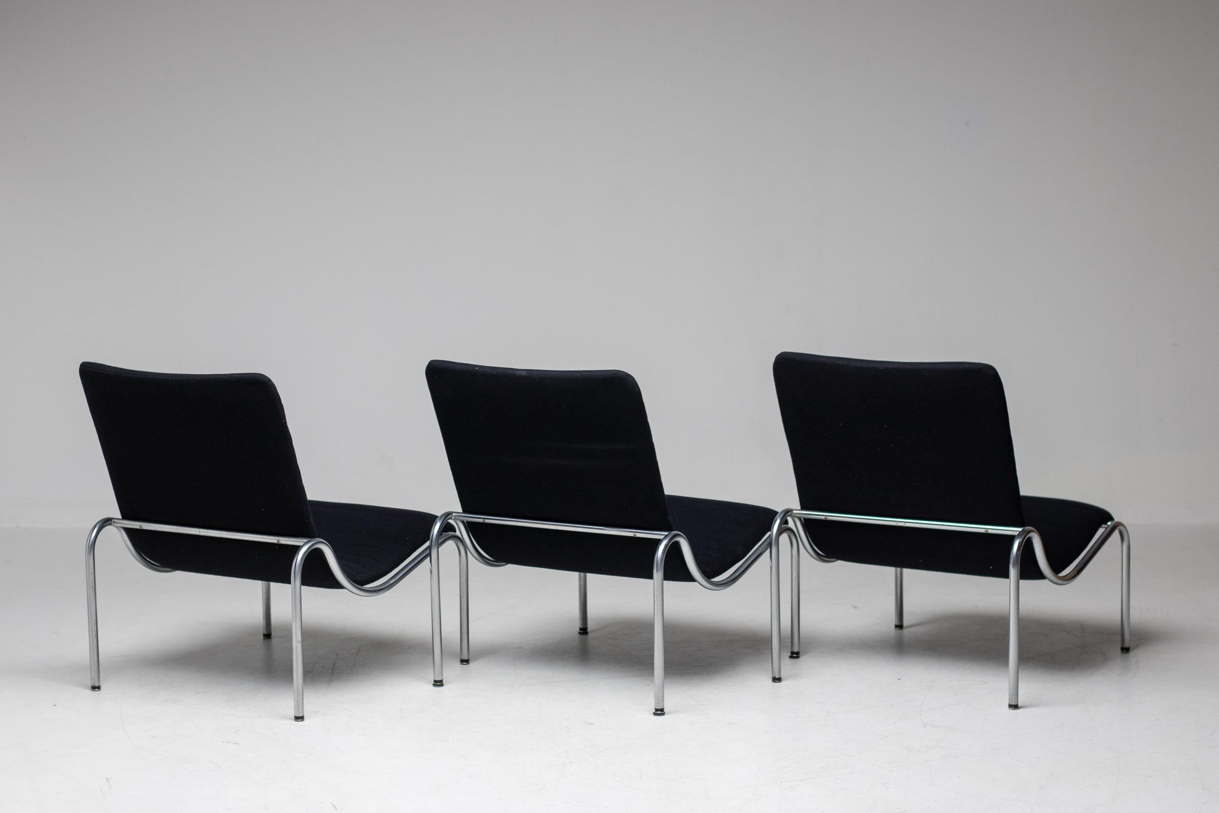 Dutch Set of Three Kho Liang Ie Model 704 High Back Lounge Chairs