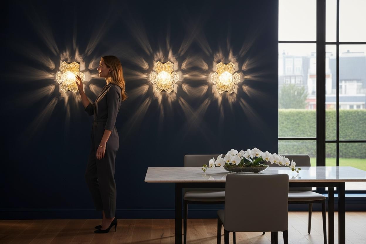 Set of Three Kinkeldey 22kt Gilt, Faceted Crystal Sconces, circa 1970s For Sale 9