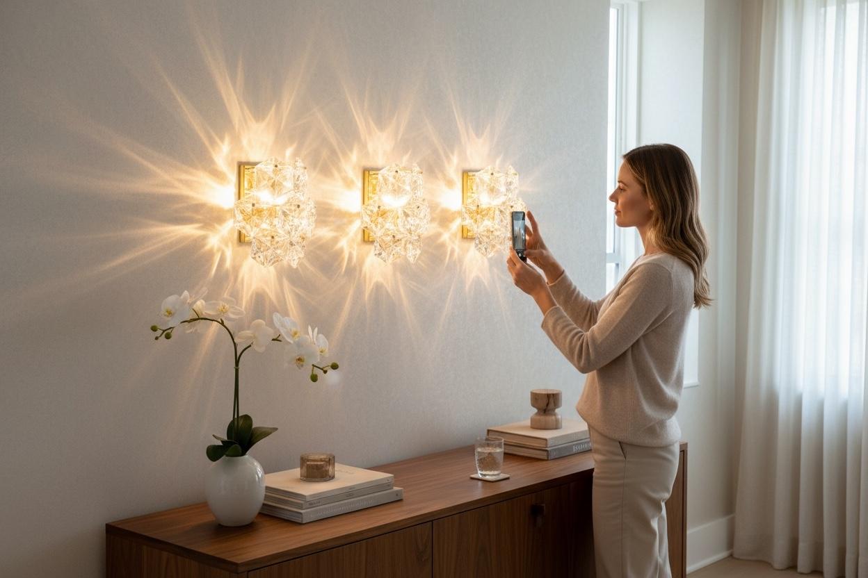 Set of Three Kinkeldey 22kt Gilt, Faceted Crystal Sconces, circa 1970s For Sale 10