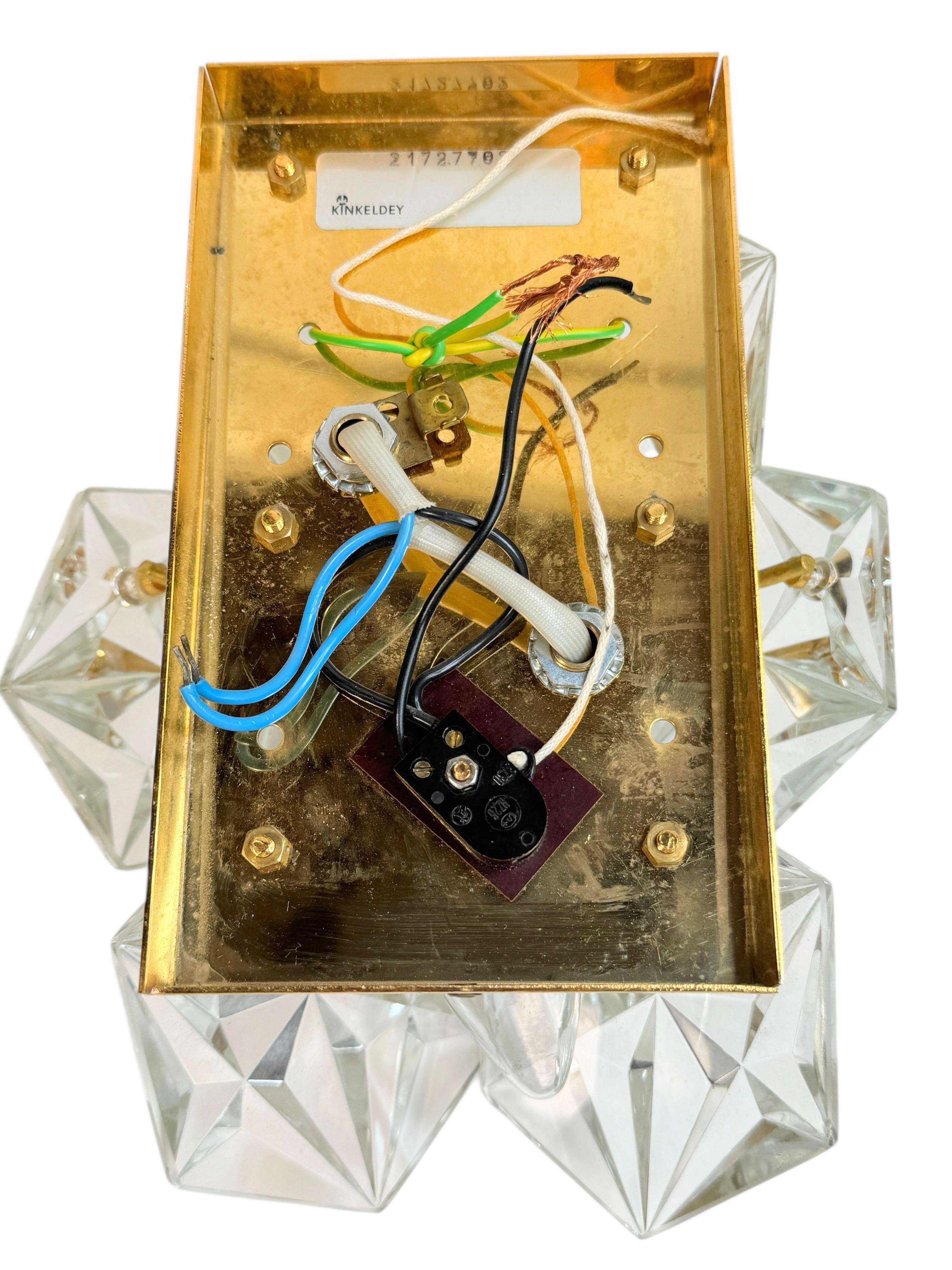 Set of Three Kinkeldey 22kt Gilt, Faceted Crystal Sconces, circa 1970s For Sale 11
