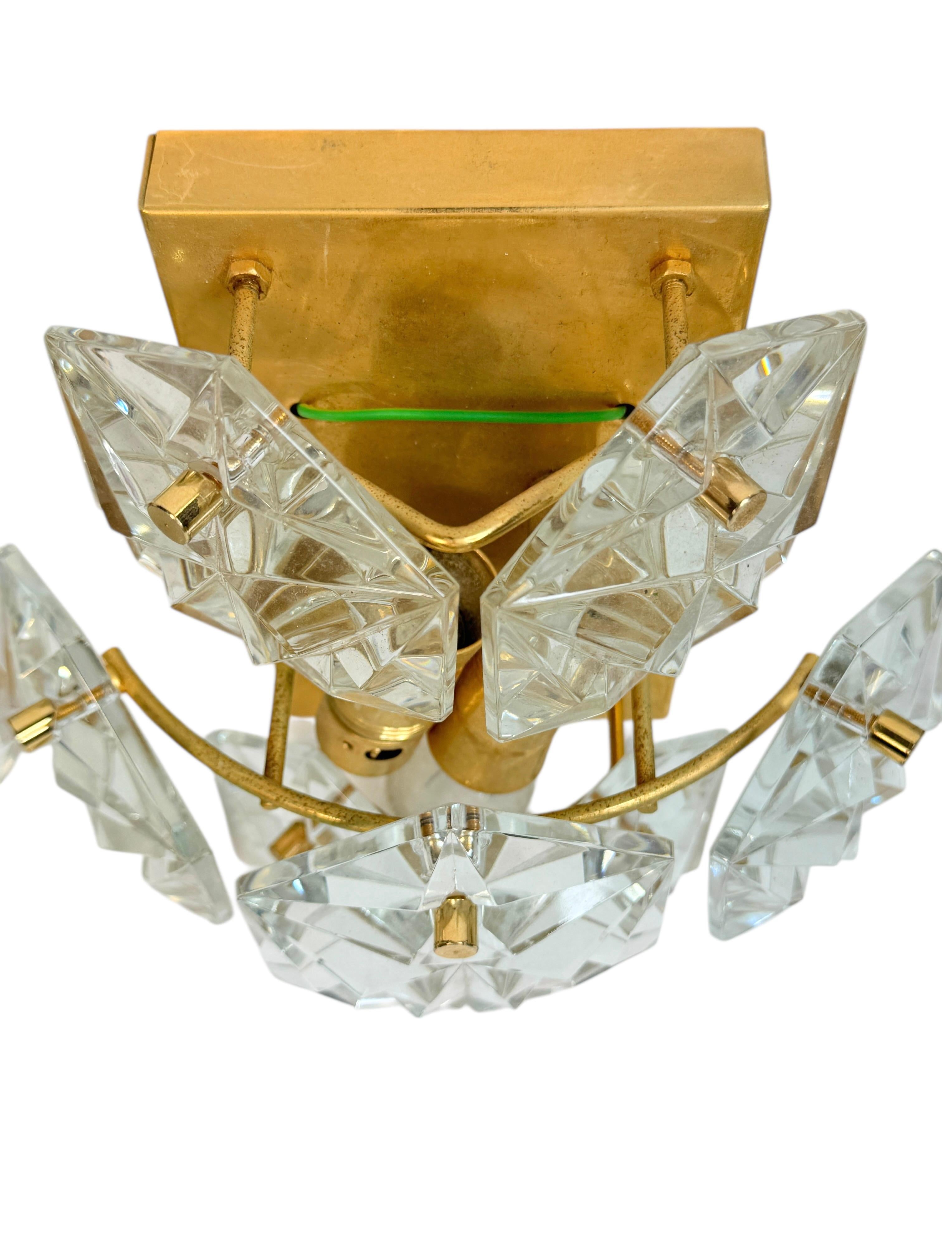 Set of Three Kinkeldey 22kt Gilt, Faceted Crystal Sconces, circa 1970s For Sale 12