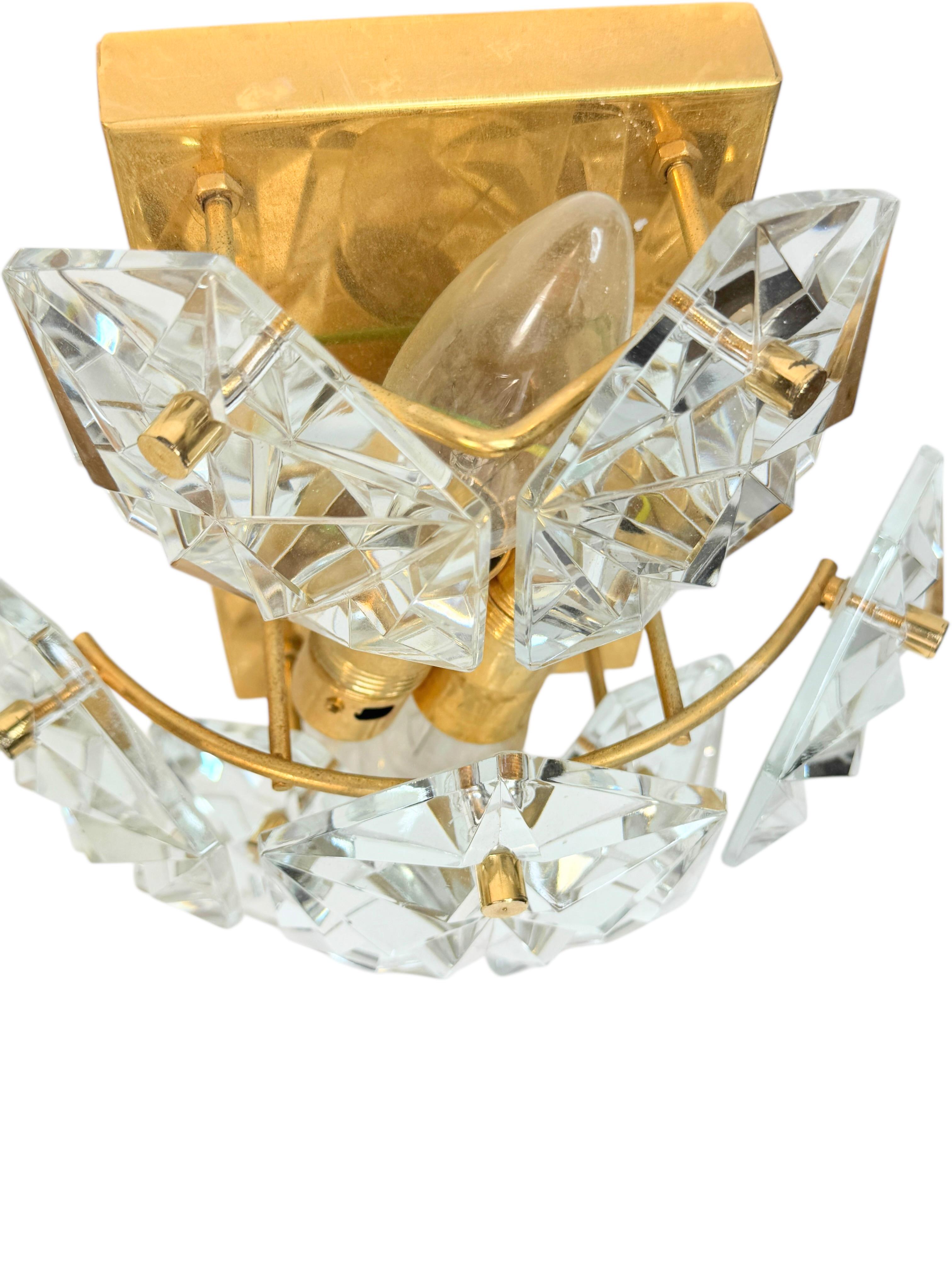 Set of Three Kinkeldey 22kt Gilt, Faceted Crystal Sconces, circa 1970s For Sale 13