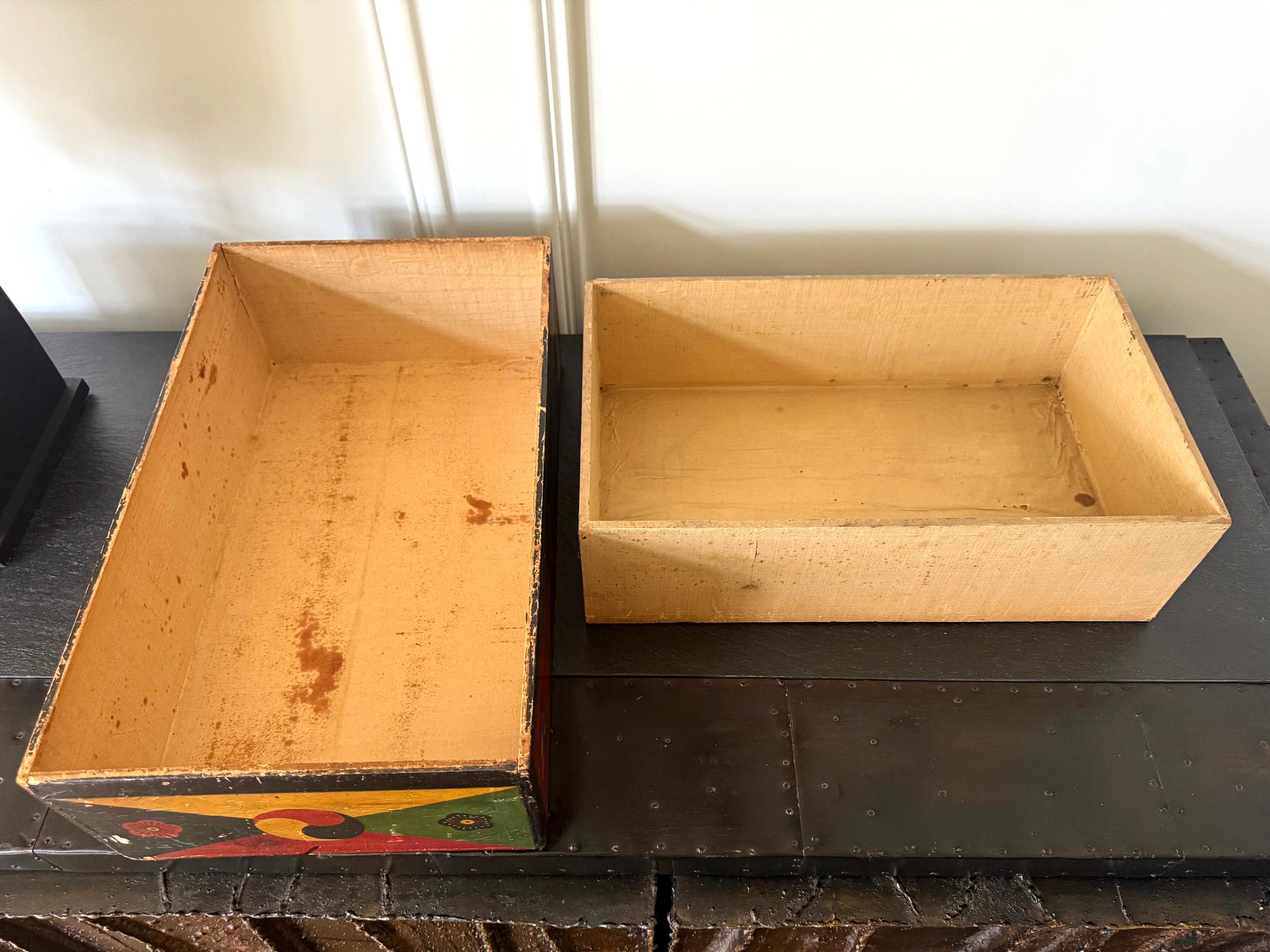 Set of Three Korean Stackable Sewing Box Covered in Hanji Paper For Sale 2