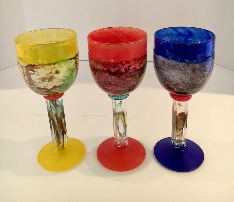 Set of Three Kosta Boda Stemmed Art Glasses at 1stDibs