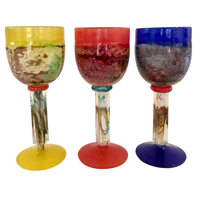 Set of Three Kosta Boda Stemmed Art Glasses at 1stDibs