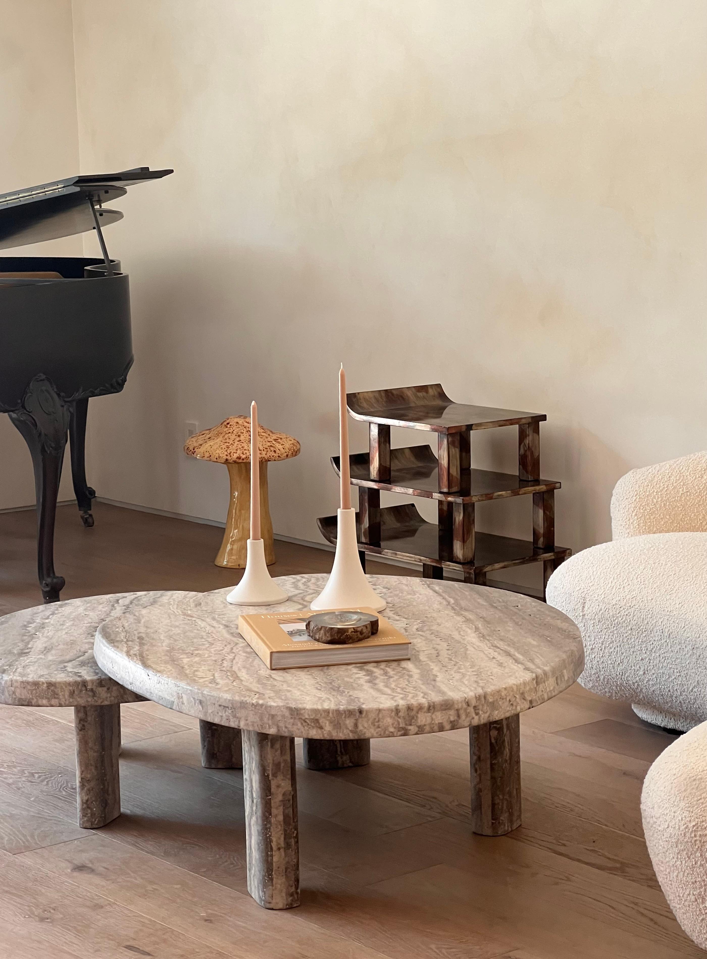 Set of three lacquered maple wood stacking tables by Truex, 21st century For Sale 12