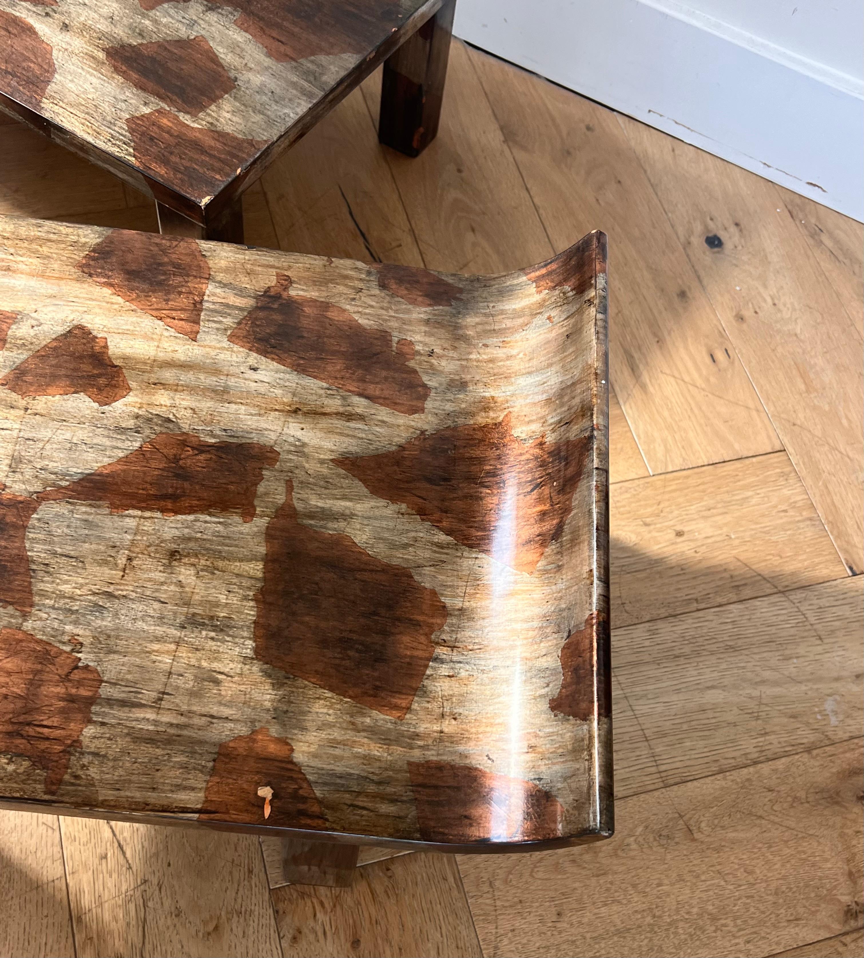 American Set of three lacquered maple wood stacking tables by Truex, 21st century For Sale