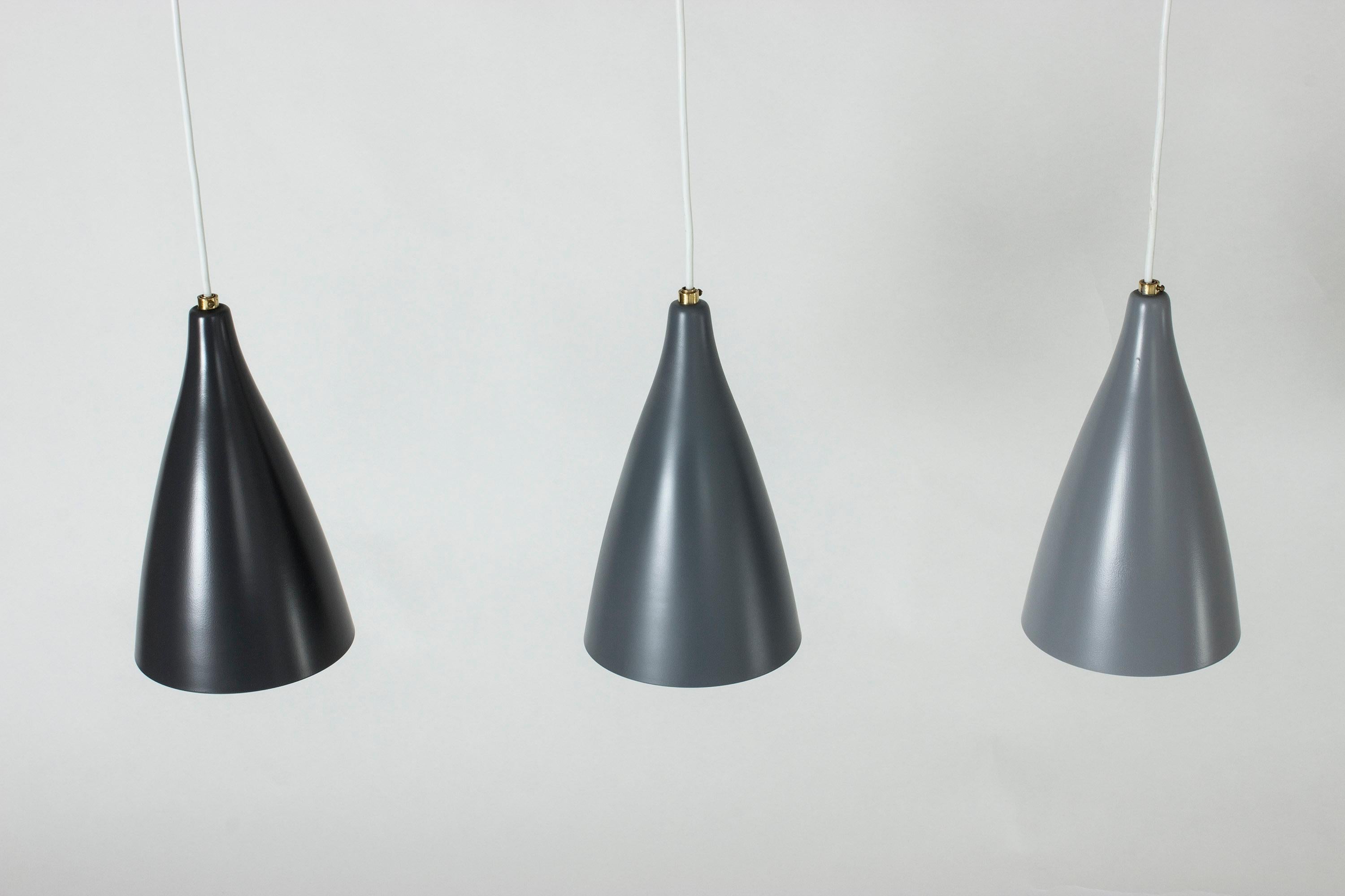Swedish Set of Three Lacquered Metal Ceiling Lamps from Böhlmarks For Sale