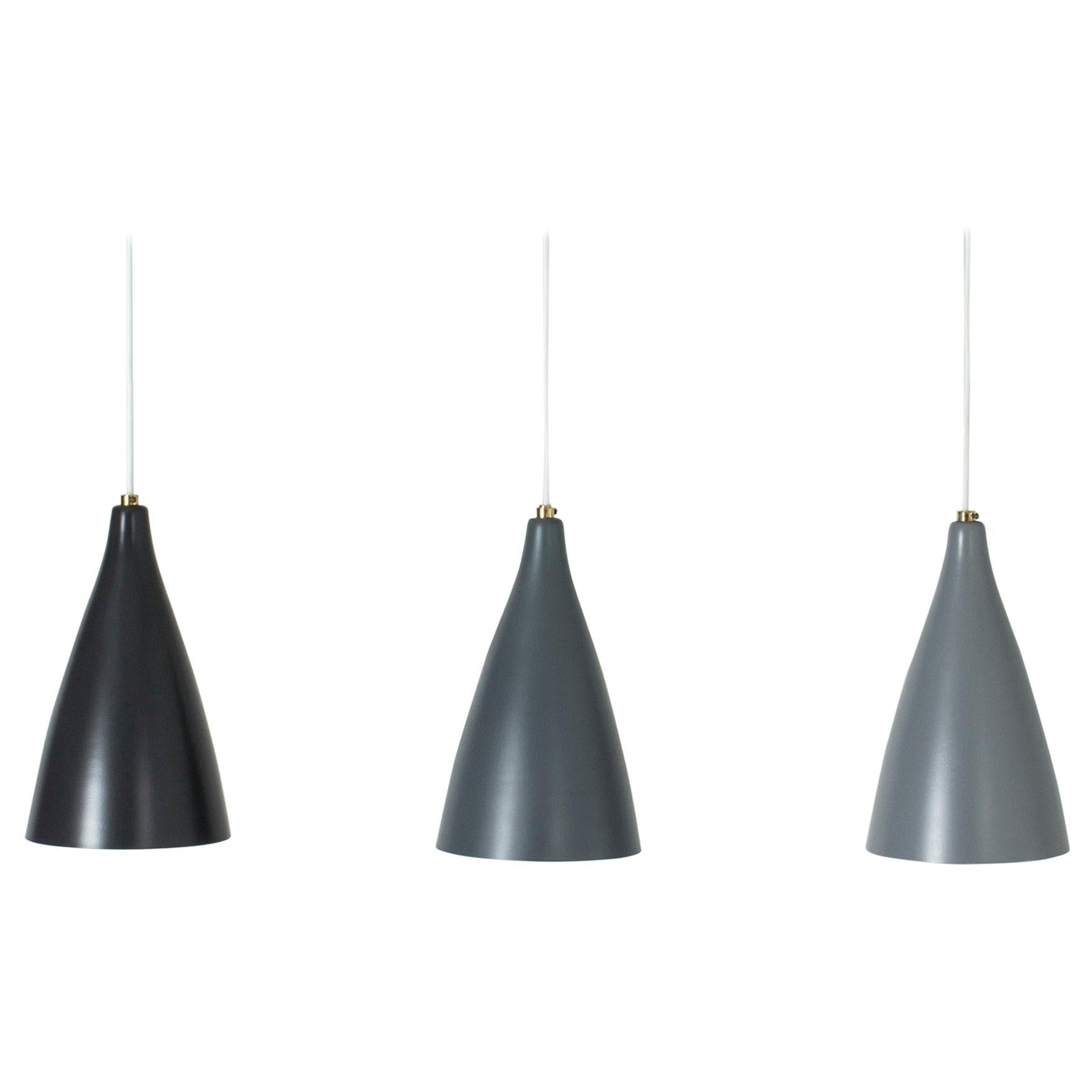 Set of Three Lacquered Metal Ceiling Lamps from Böhlmarks