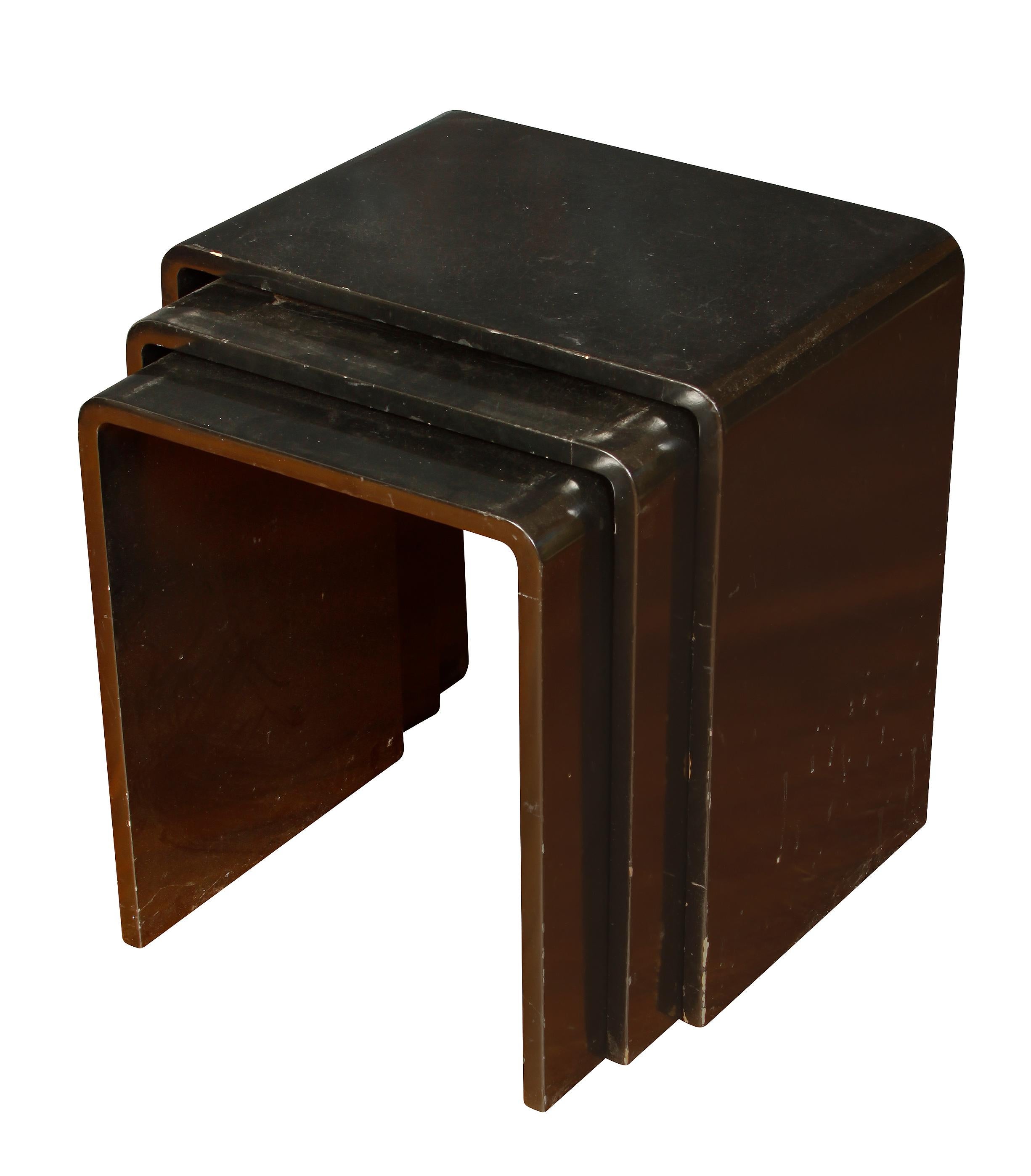 American Set of Three Lacquered Nesting Tables