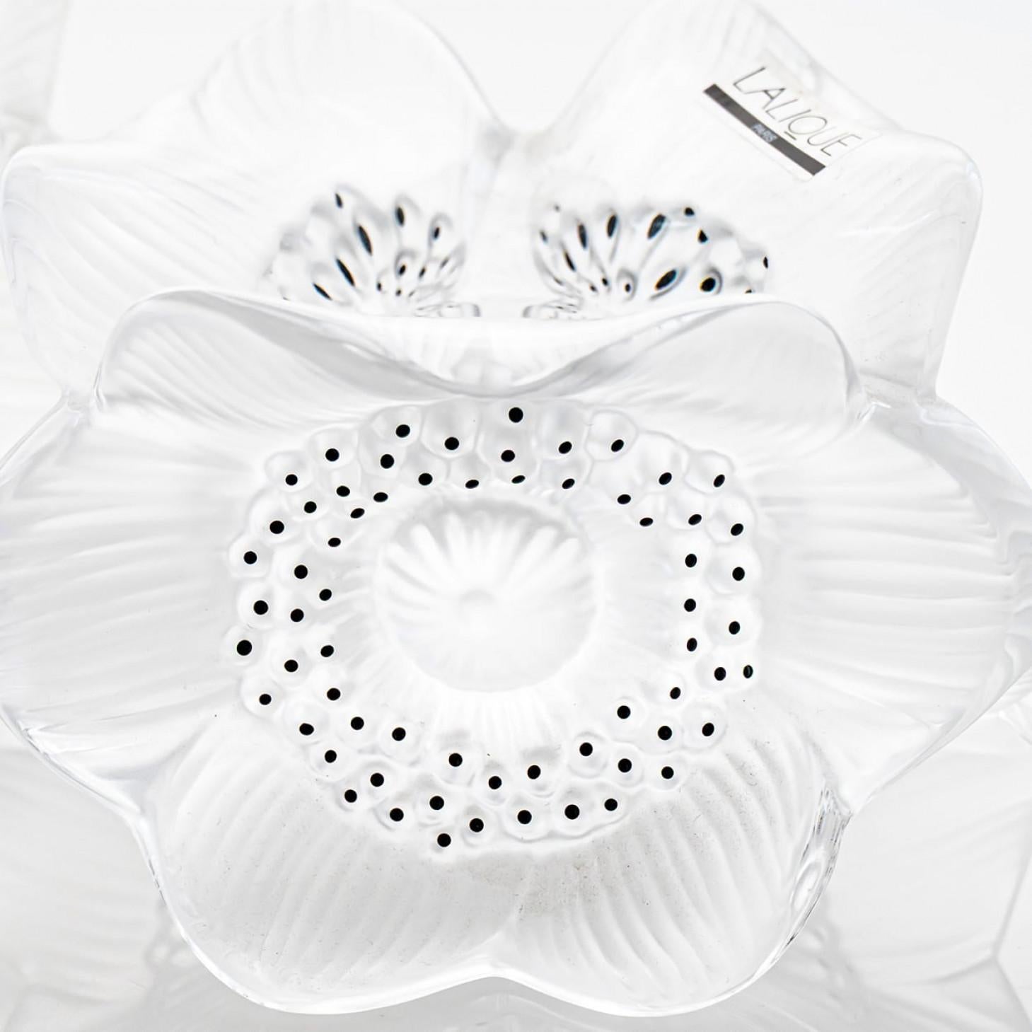 Late 20th Century Set of Three Lalique Anemones Candle Holders, 1975 For Sale