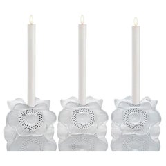 Juego de tres portavelas Lalique Anémonas, 1975