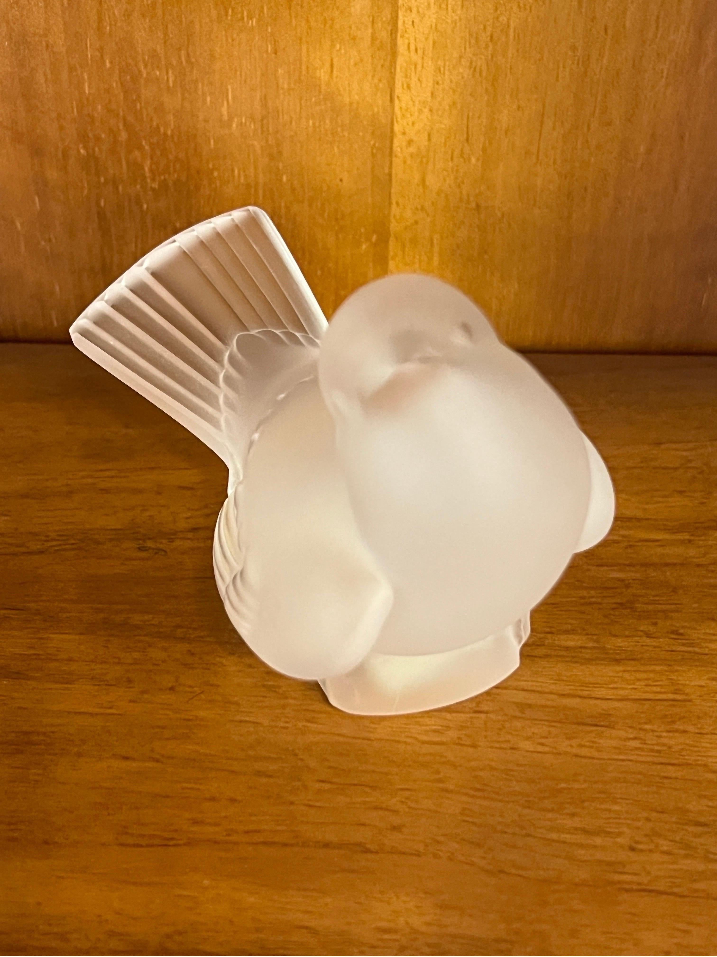 Set of Three Lalique Sculputes Sparrow Butterfly and Perfume Bottle 1950s For Sale 3