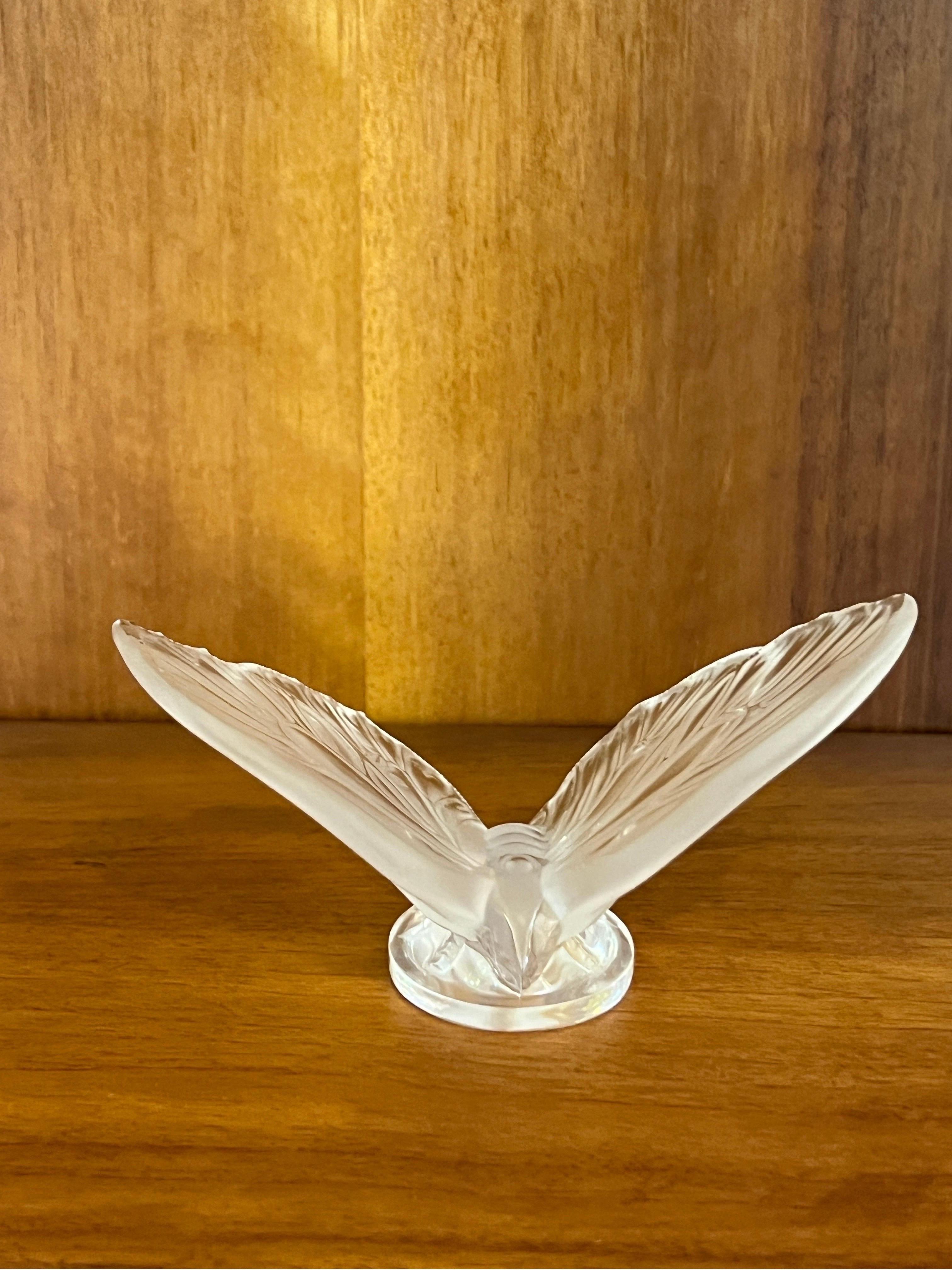 Set of Three Lalique Sculputes Sparrow Butterfly and Perfume Bottle 1950s For Sale 5
