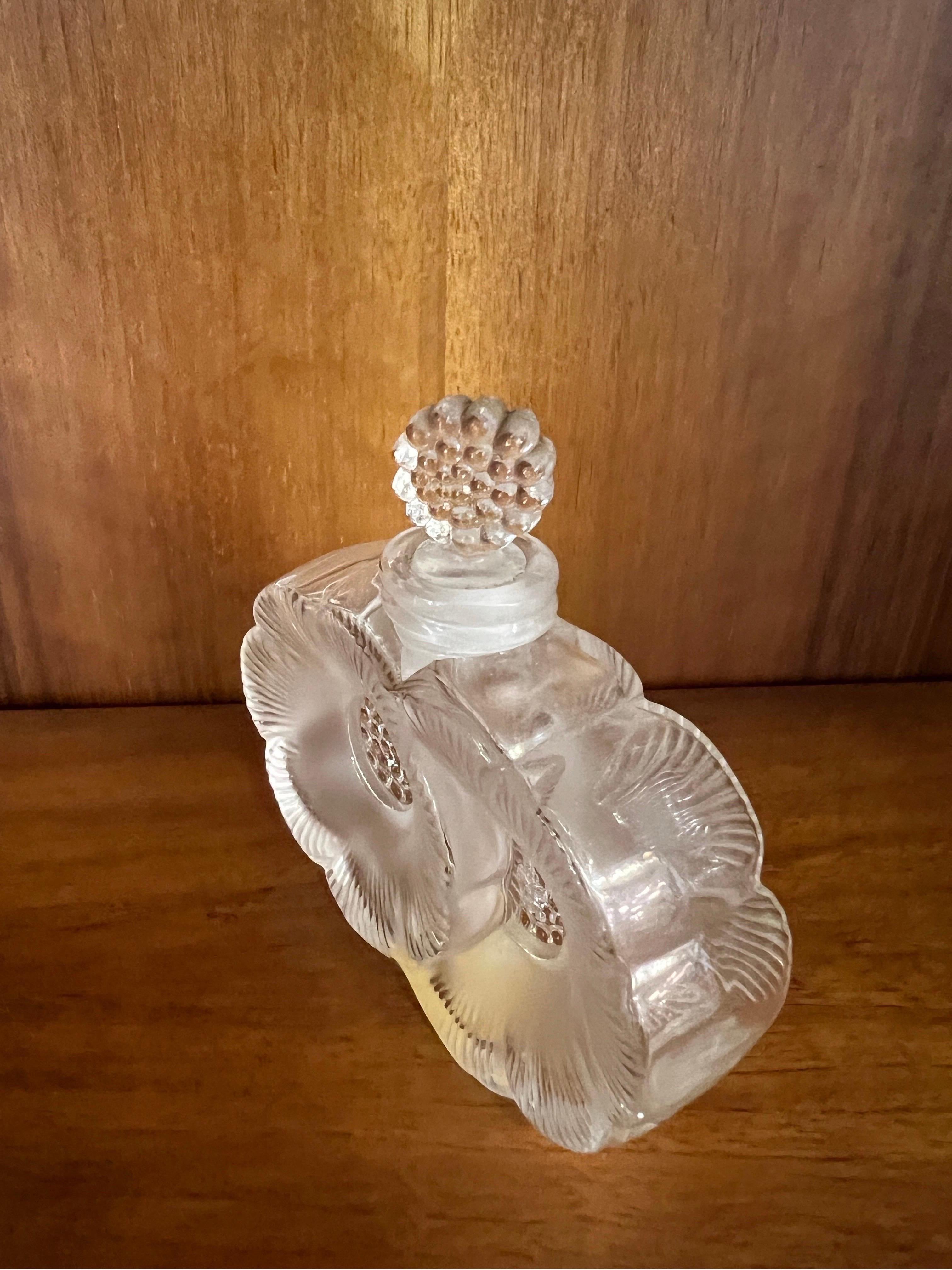 Set of Three Lalique Sculputes Sparrow Butterfly and Perfume Bottle 1950s For Sale 1