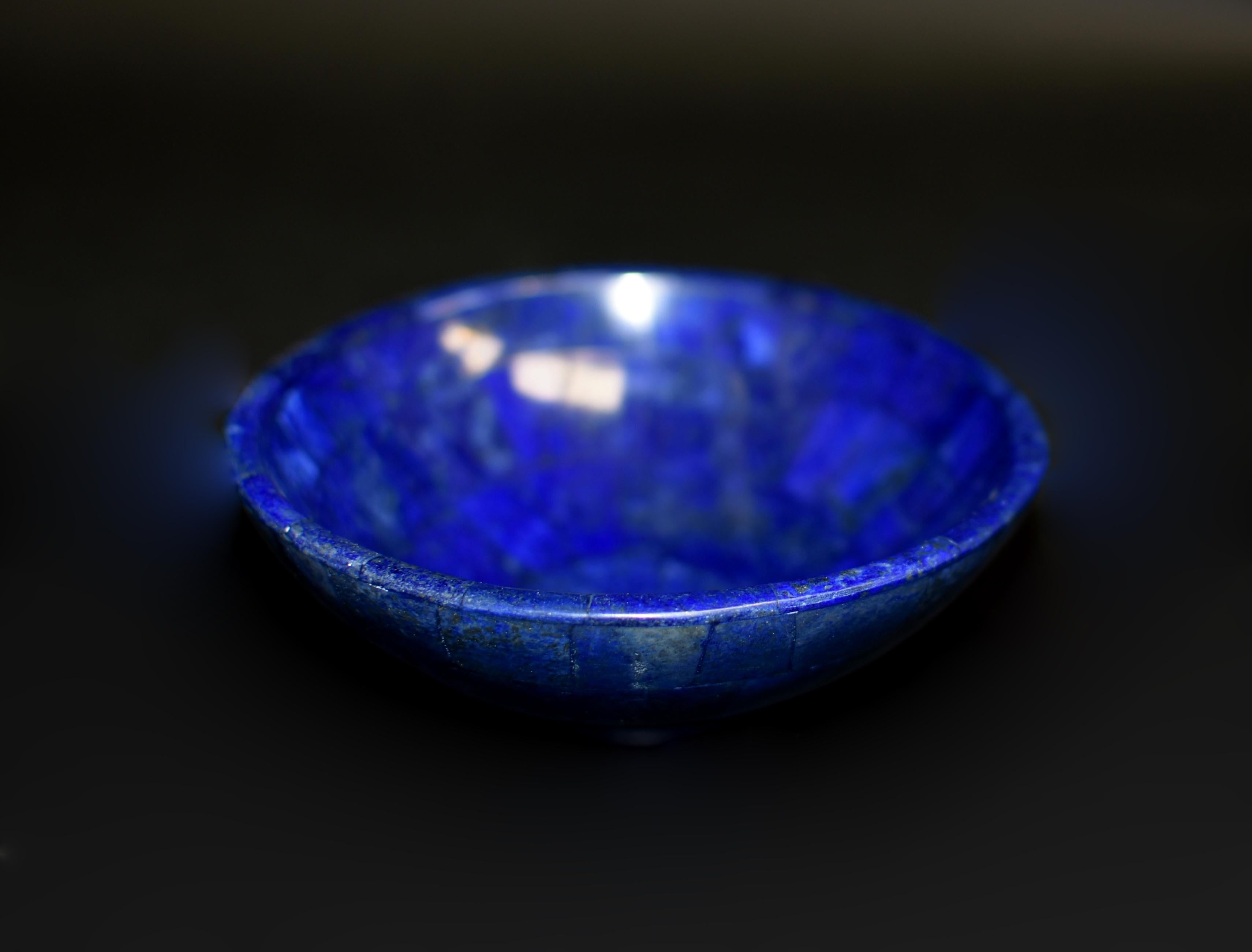 Hand-Crafted Set of Three Lapis Lazuli Bowls