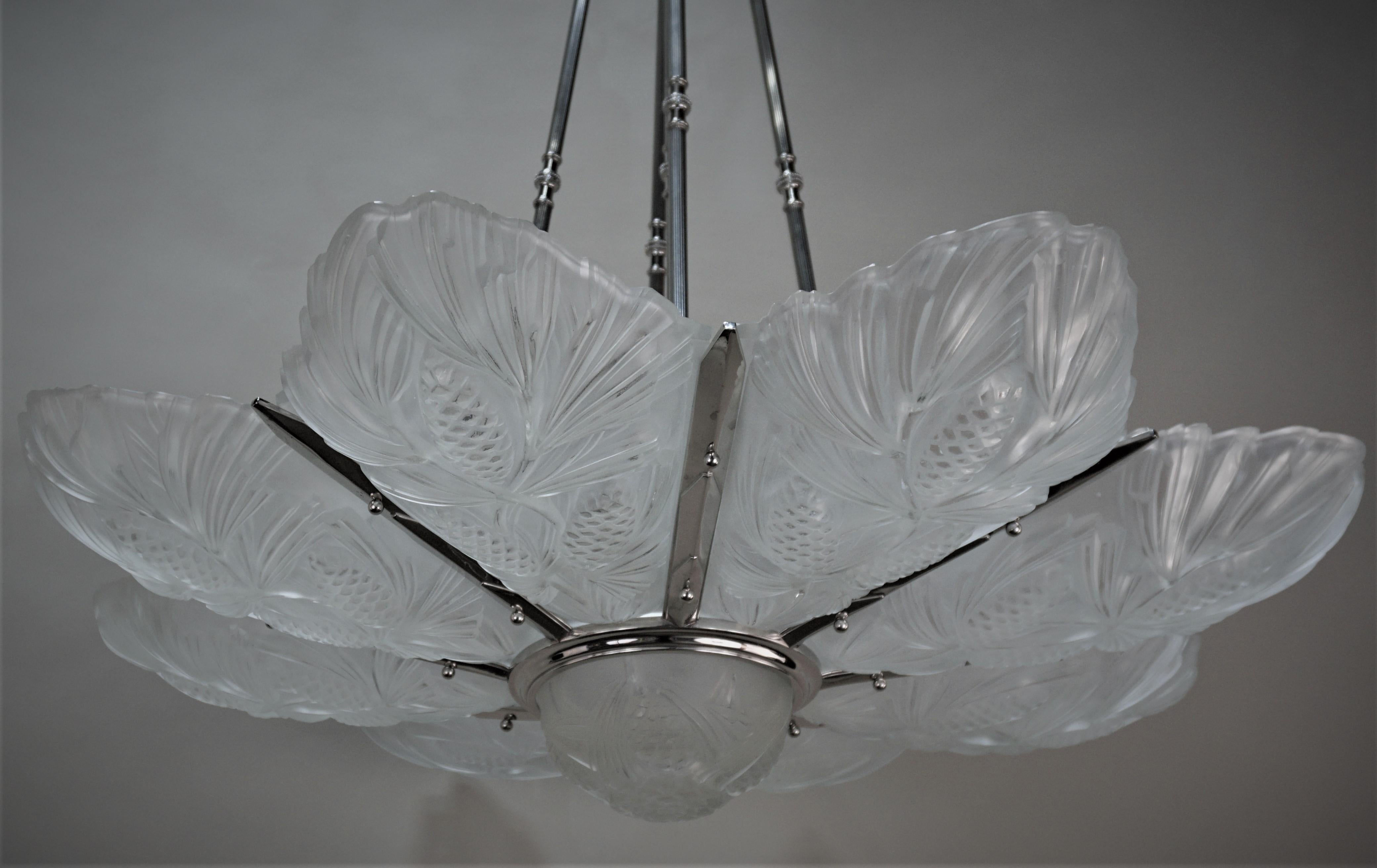  Large Art Deco Chandelier by Sabino 5