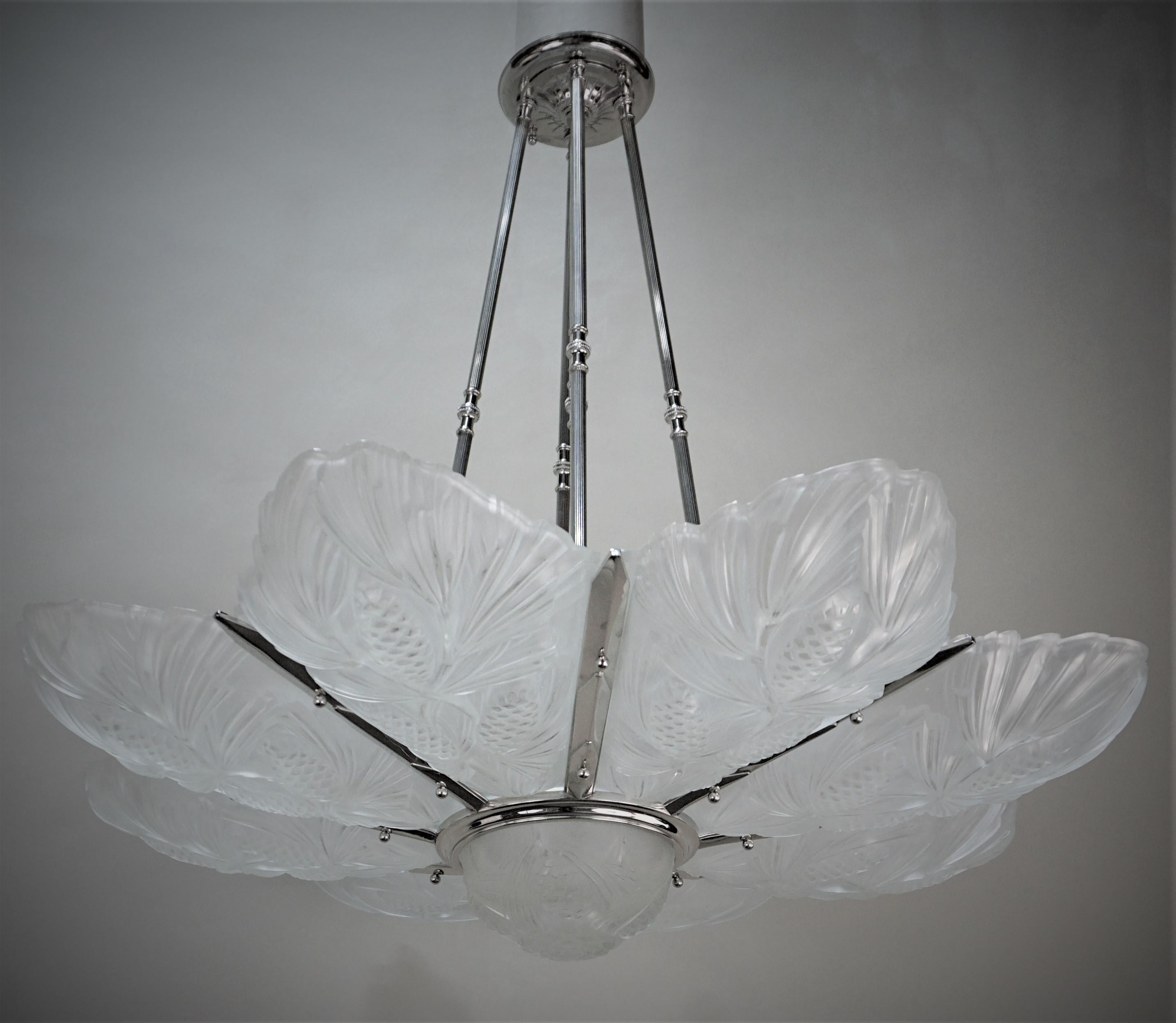  Large Art Deco Chandelier by Sabino 6
