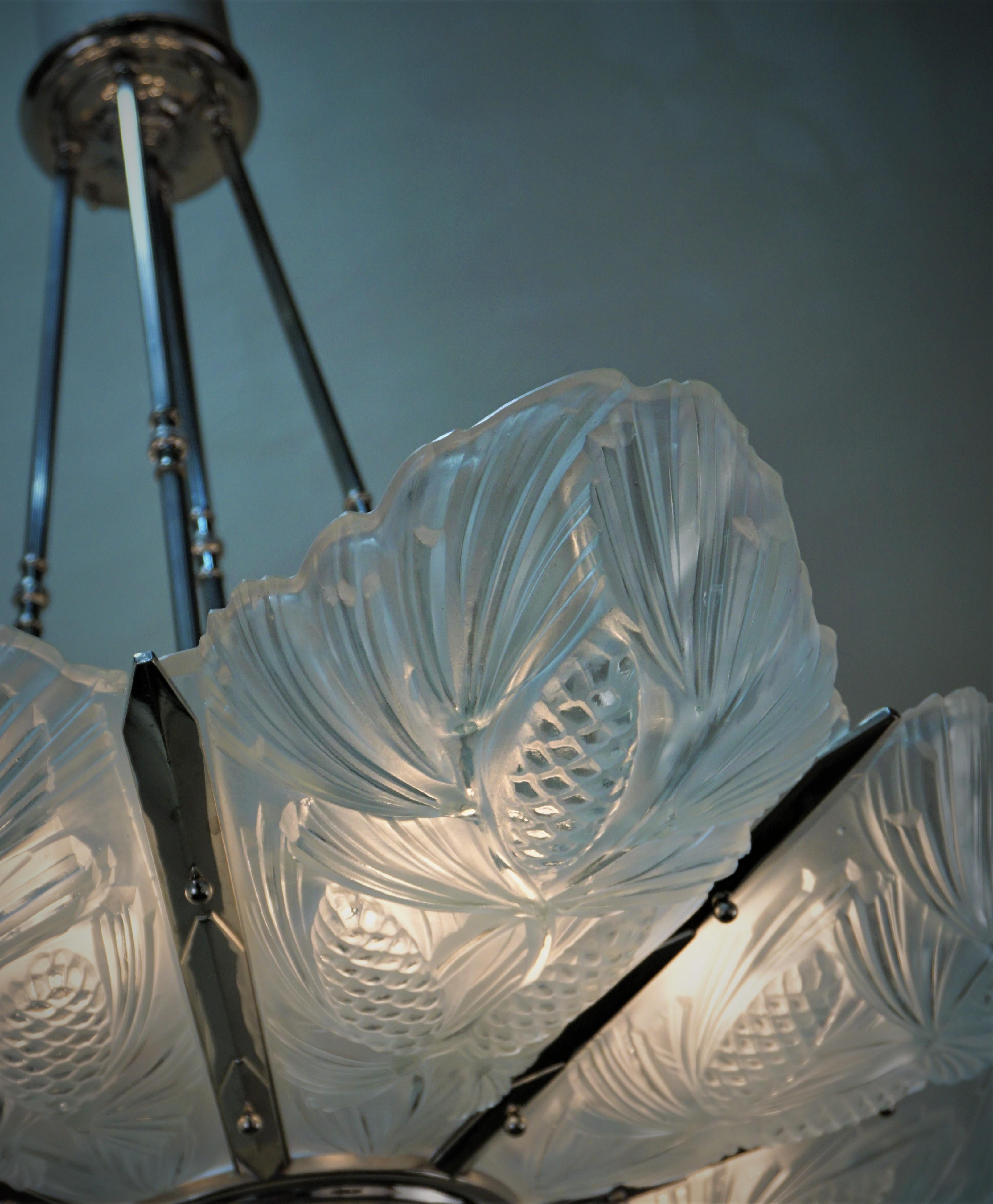 Large Art Deco Chandelier by Sabino In Good Condition In Fairfax, VA