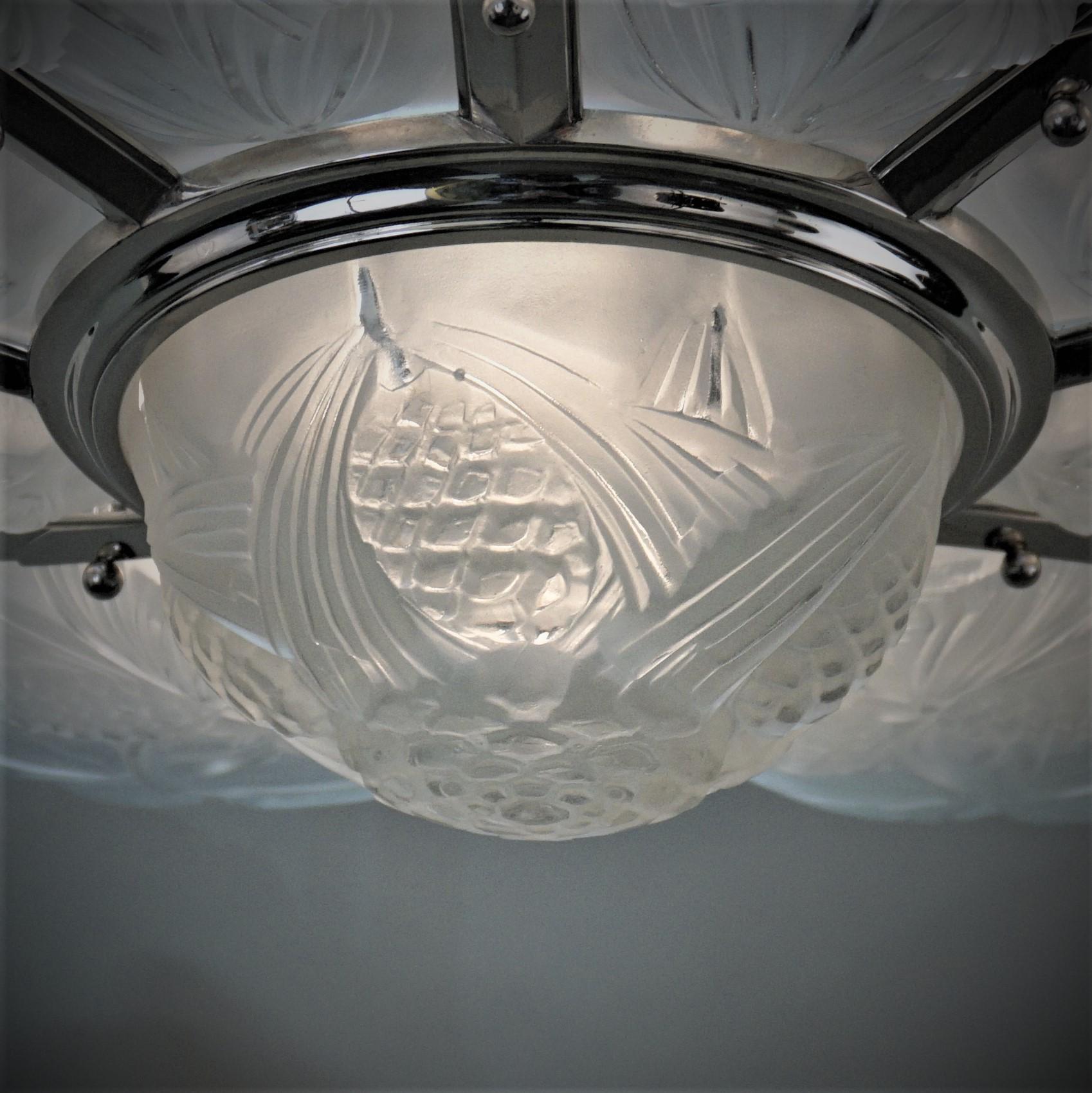 Early 20th Century  Large Art Deco Chandelier by Sabino