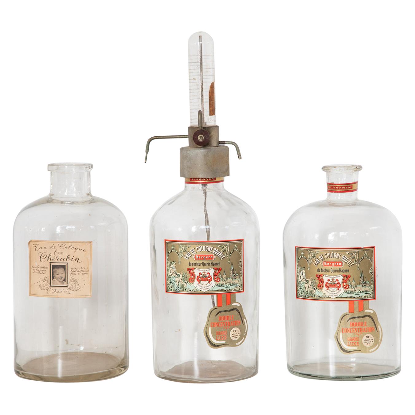Set of Three Large Boldoot Perfume Filling Bottles from 1954