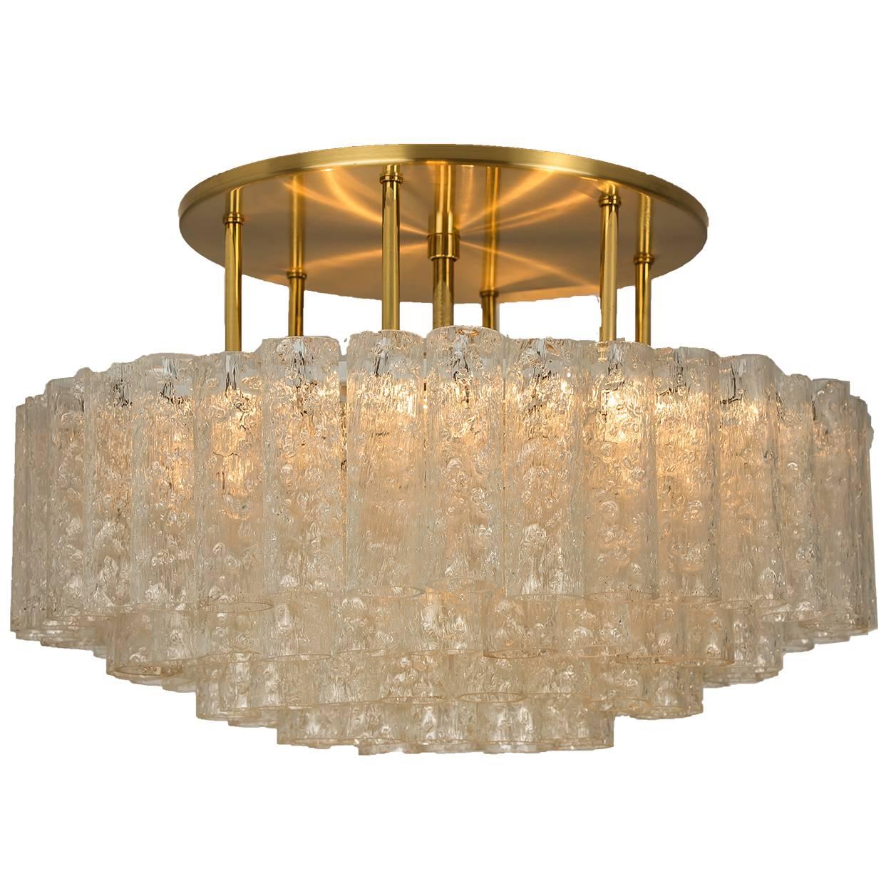 Set di tre grandi lampade in vetro e ottone di Doria, Germania, 1969 in vendita 5