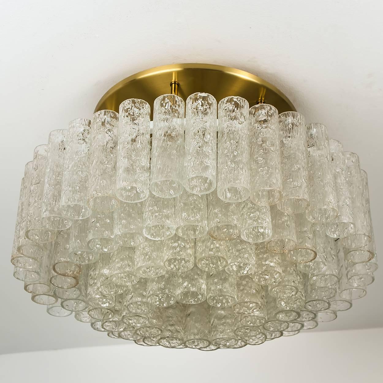 Set di tre grandi lampade in vetro e ottone di Doria, Germania, 1969 in vendita 7