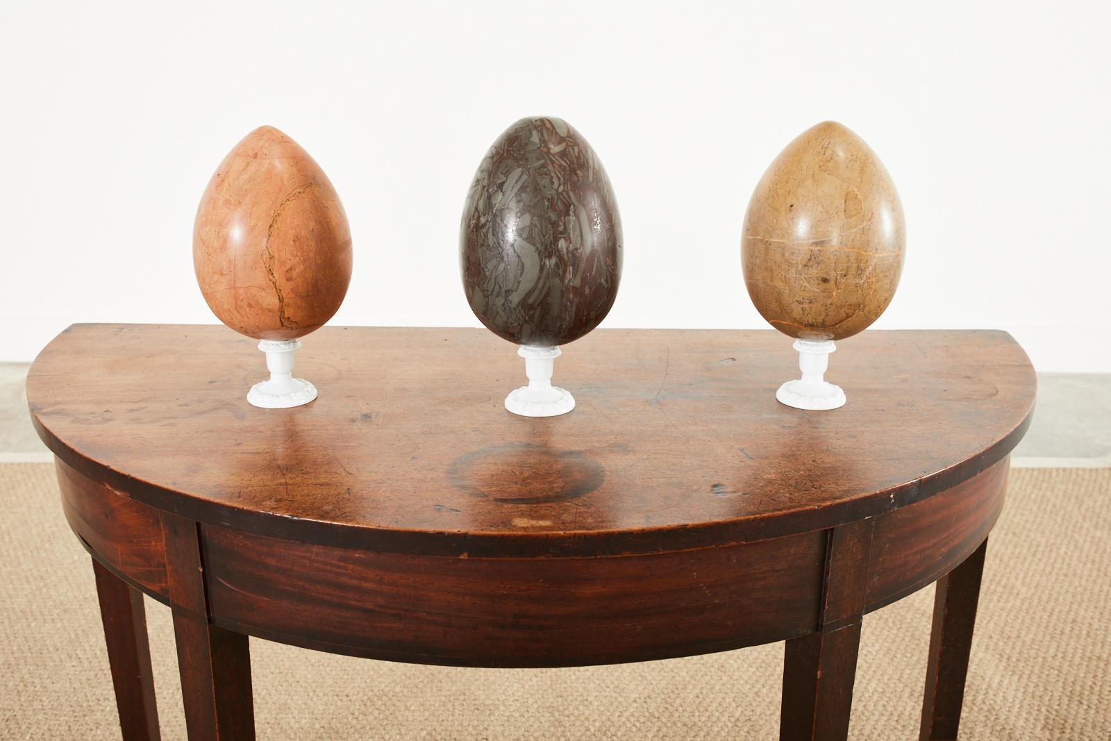 Modern Set of Three Large Italian Marble Eggs For Sale