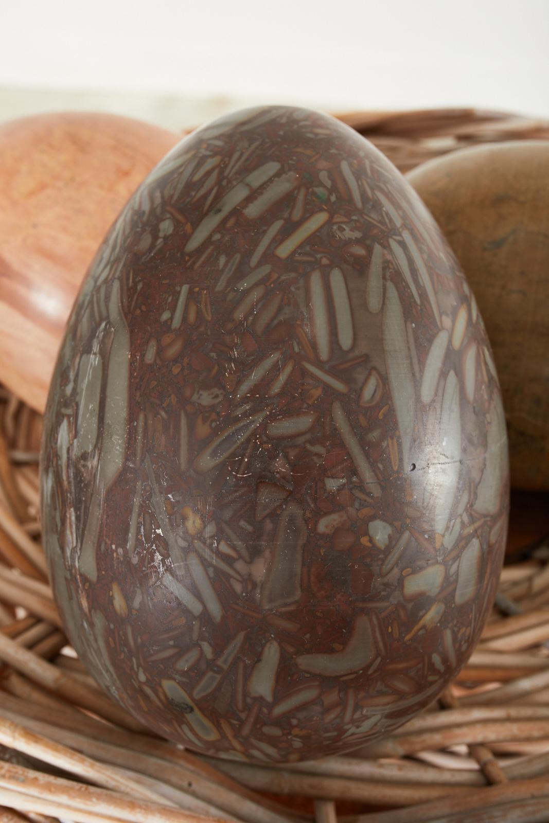 20th Century Set of Three Large Italian Marble Eggs For Sale