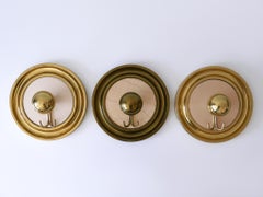 Set of Three Large Mid Century Modern Brass Coat Hooks or Wall Wardrobes 1960s