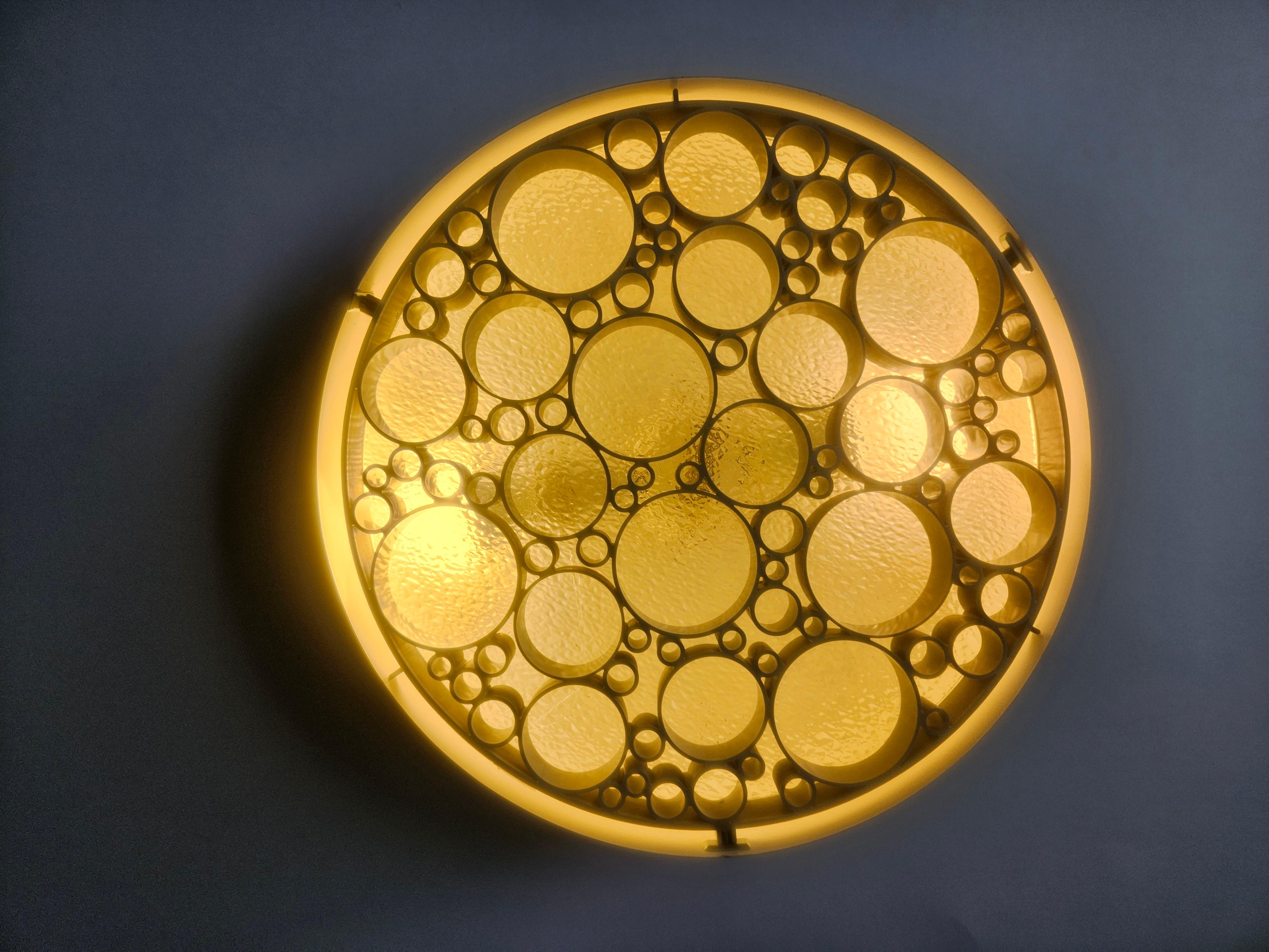 Set of Three Large Rare Midcentury Flush Mounts Alliance, RAAK, 1970s For Sale 2