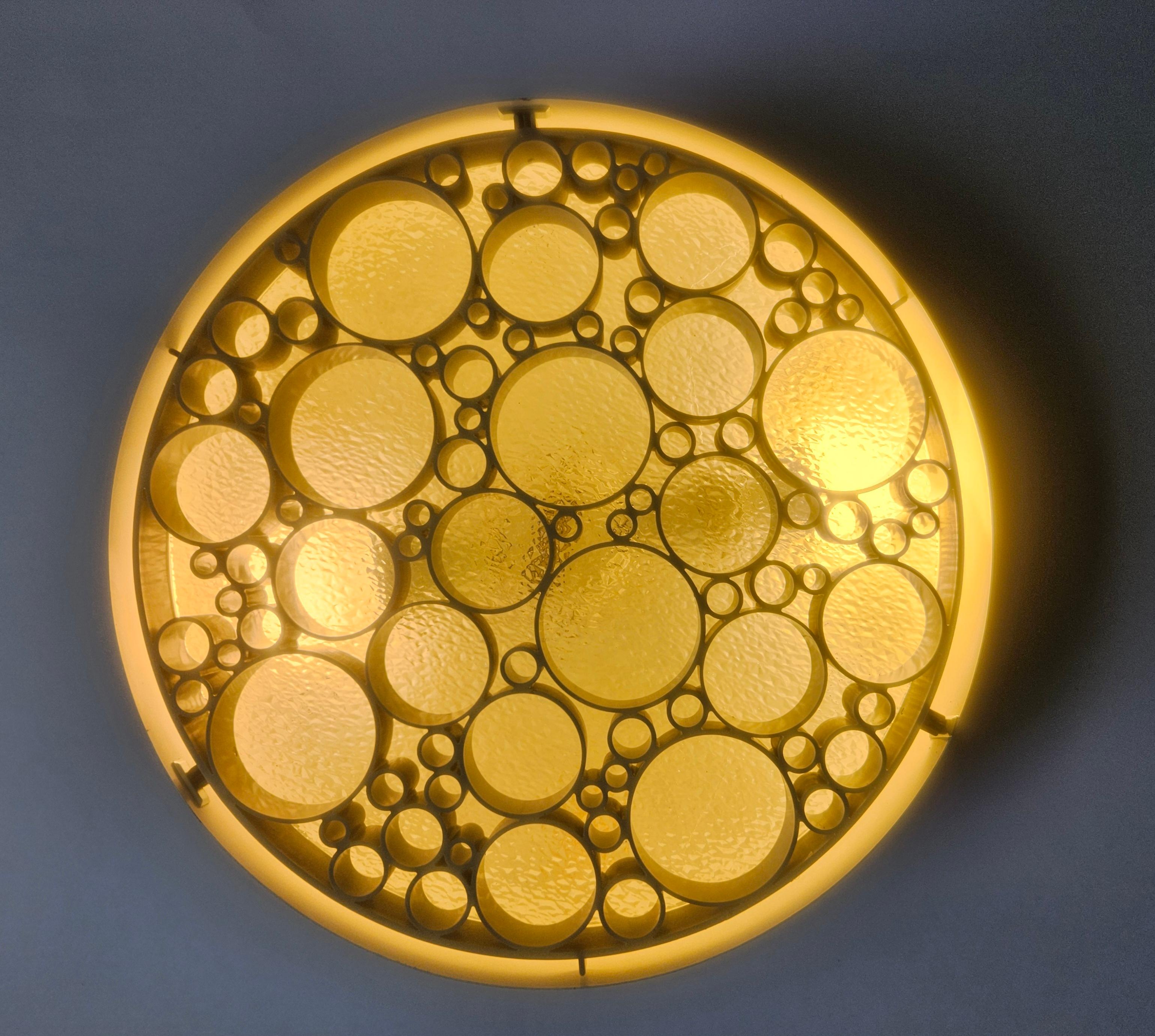 Set of Three Large Rare Midcentury Flush Mounts Alliance, RAAK, 1970s For Sale 3