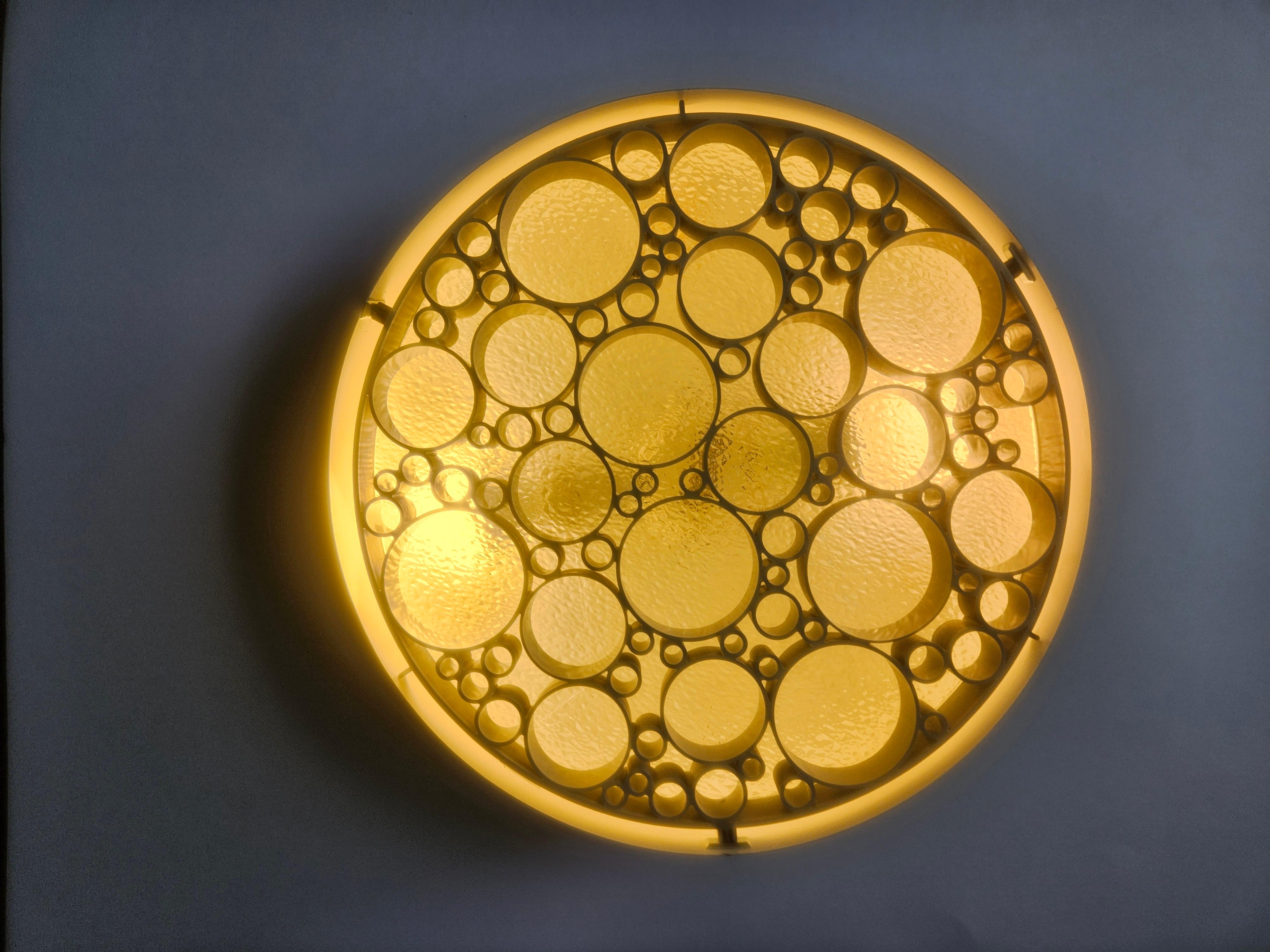 Set of Three Large Rare Midcentury Flush Mounts Alliance, RAAK, 1970s For Sale 4