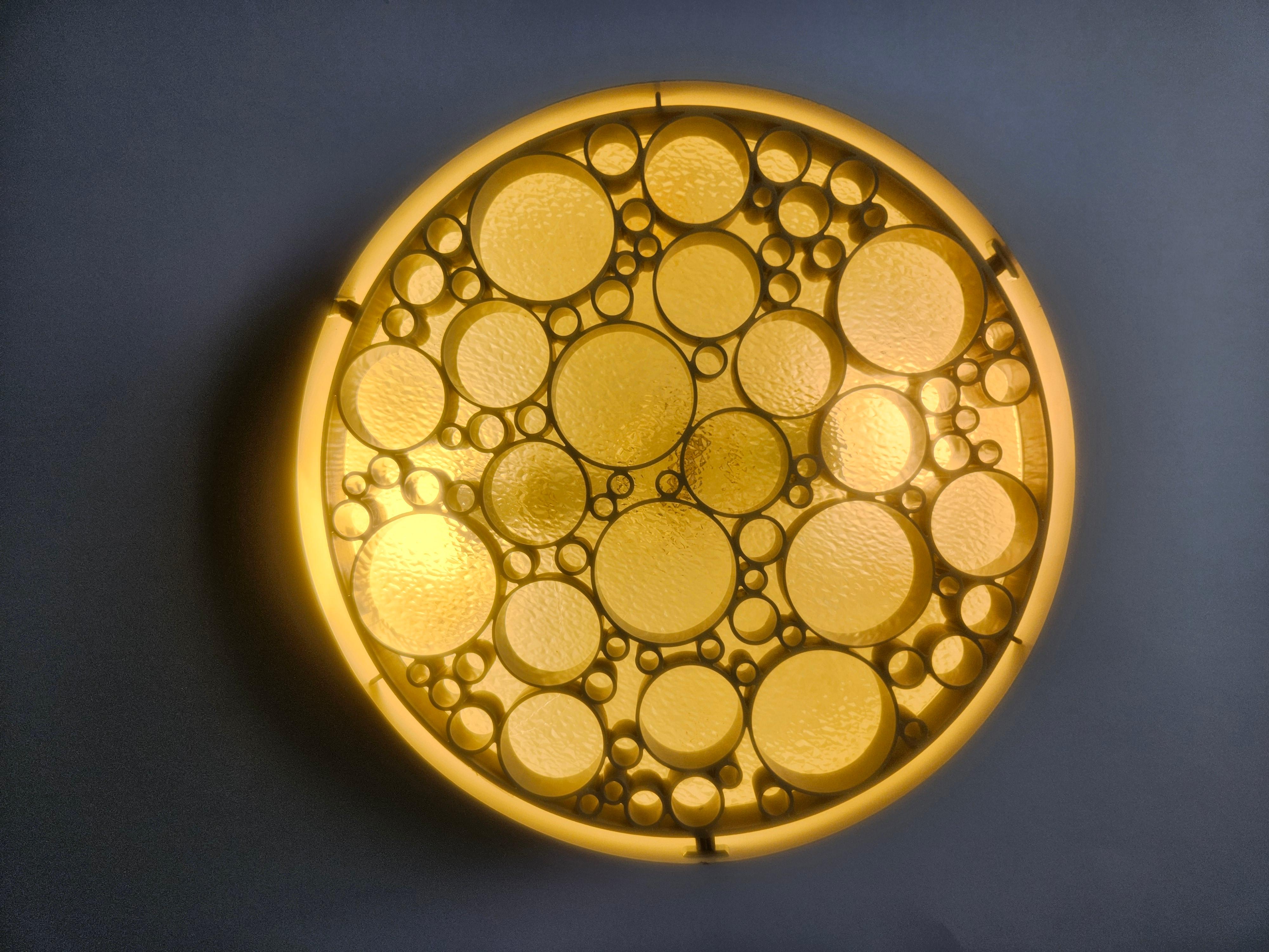 Set of Three Large Rare Midcentury Flush Mounts Alliance, RAAK, 1970s For Sale 5