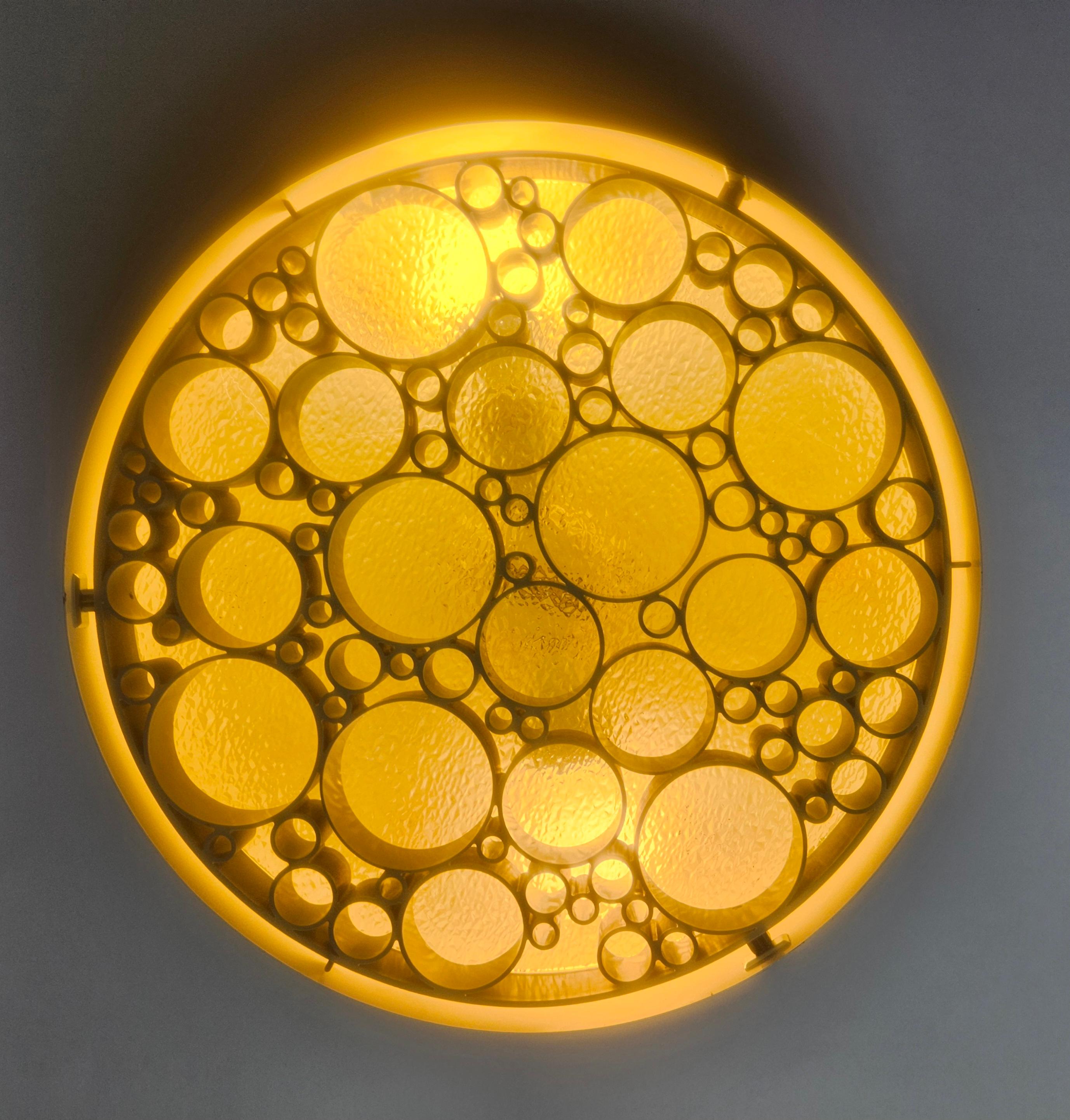 Set of Three Large Rare Midcentury Flush Mounts Alliance, RAAK, 1970s For Sale 6