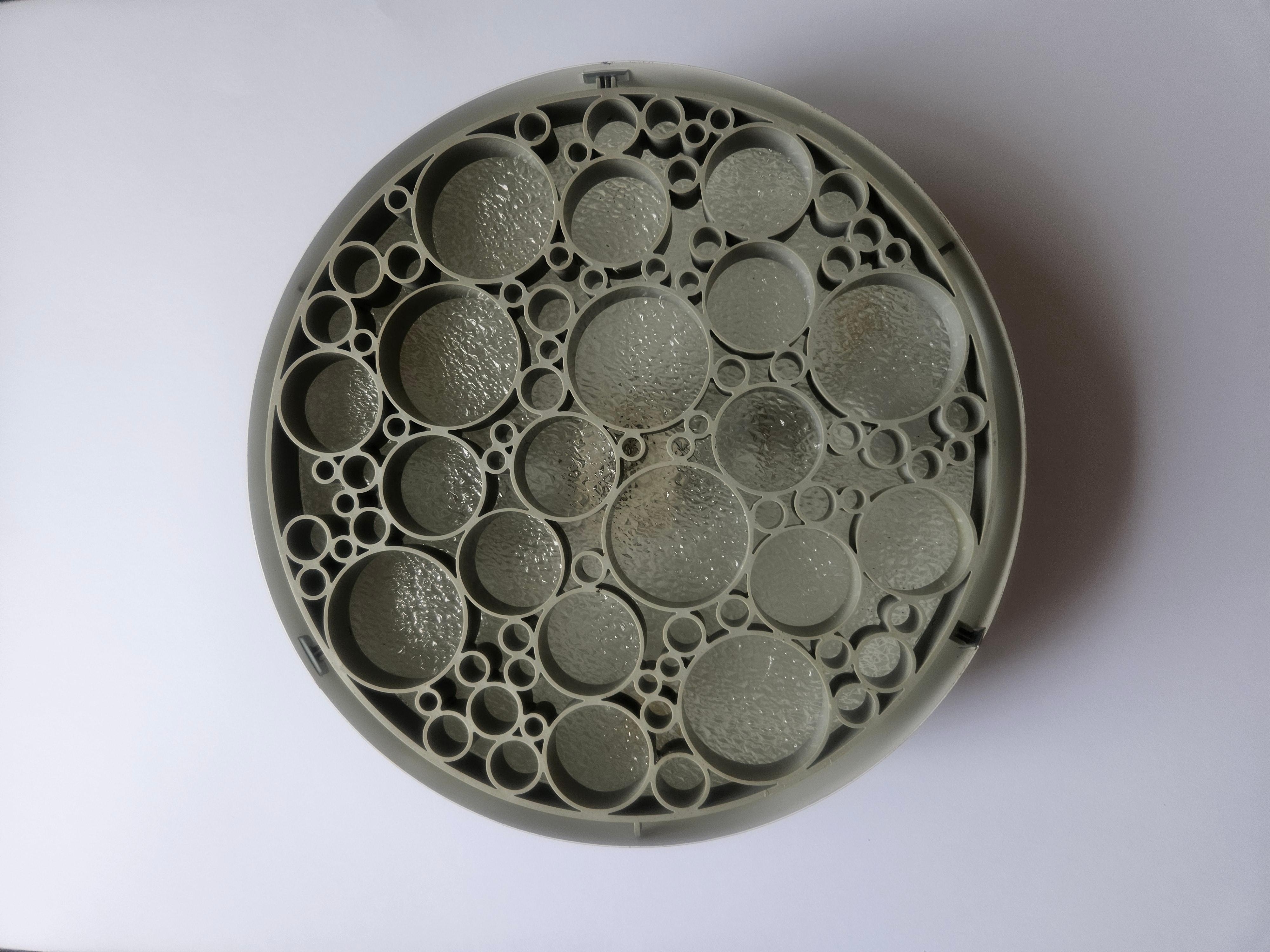 Mid-Century Modern Set of Three Large Rare Midcentury Flush Mounts Alliance, RAAK, 1970s For Sale