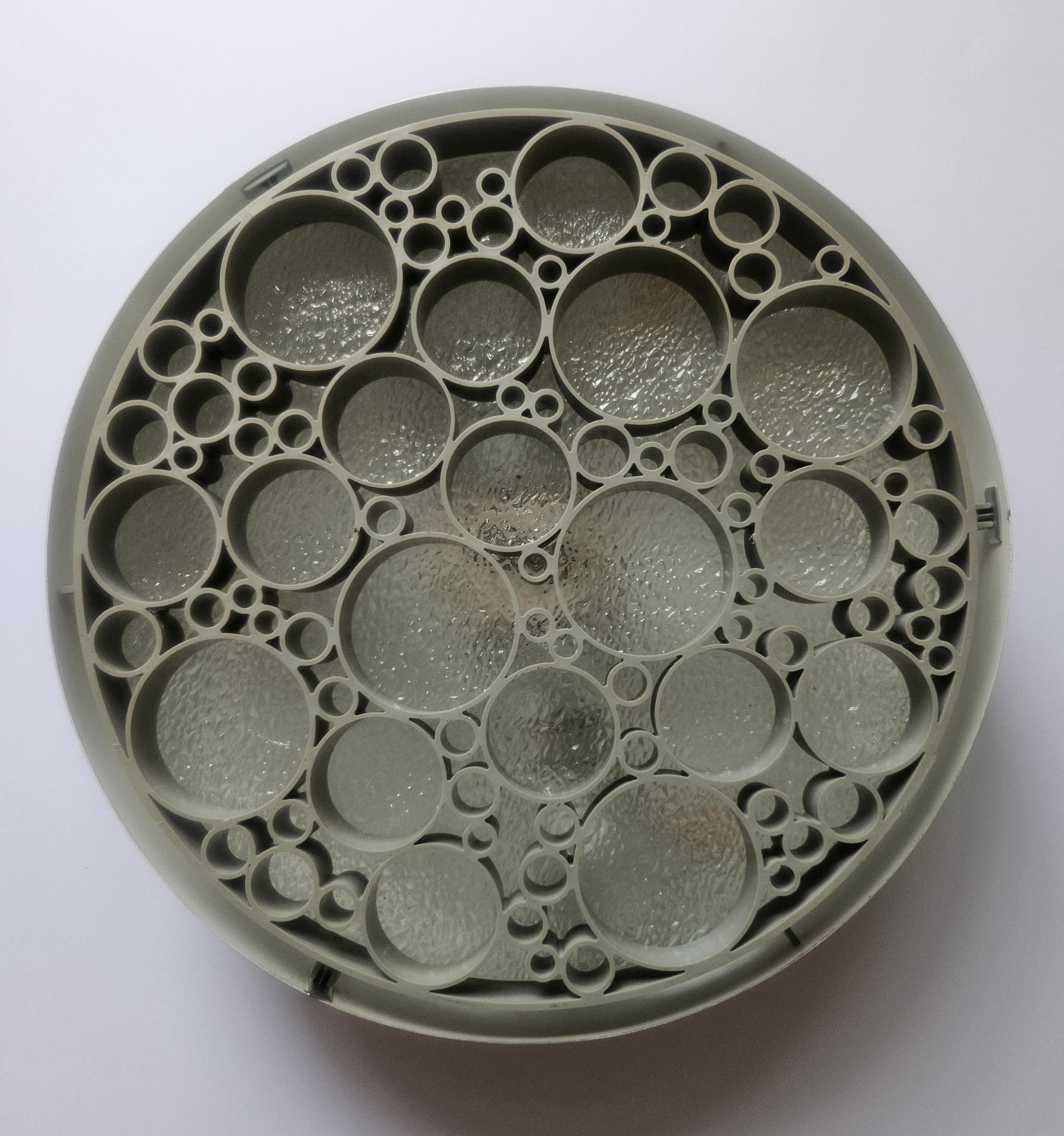 Set of Three Large Rare Midcentury Flush Mounts Alliance, RAAK, 1970s In Good Condition For Sale In Praha, CZ