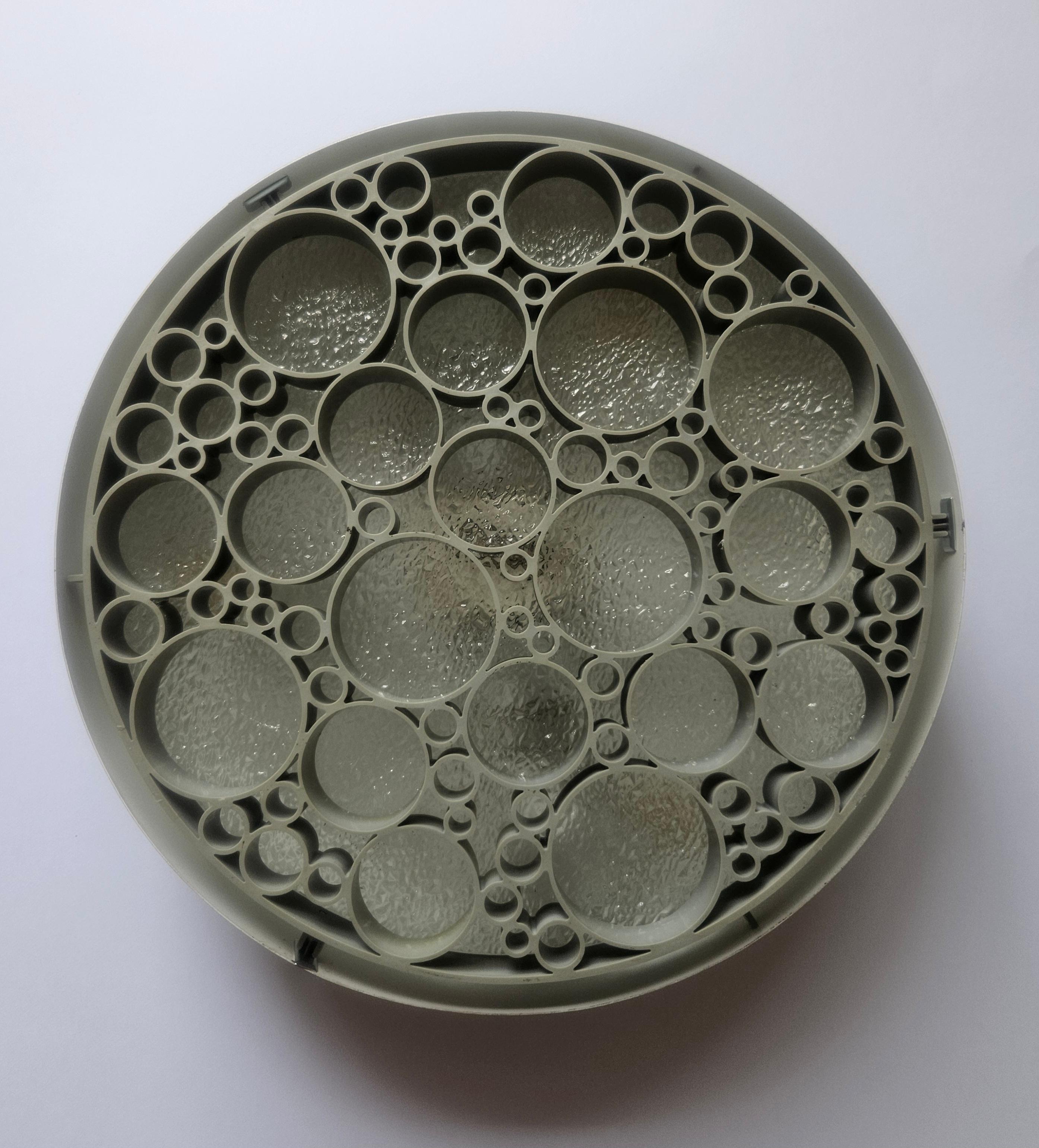 Mid-20th Century Set of Three Large Rare Midcentury Flush Mounts Alliance, RAAK, 1970s For Sale