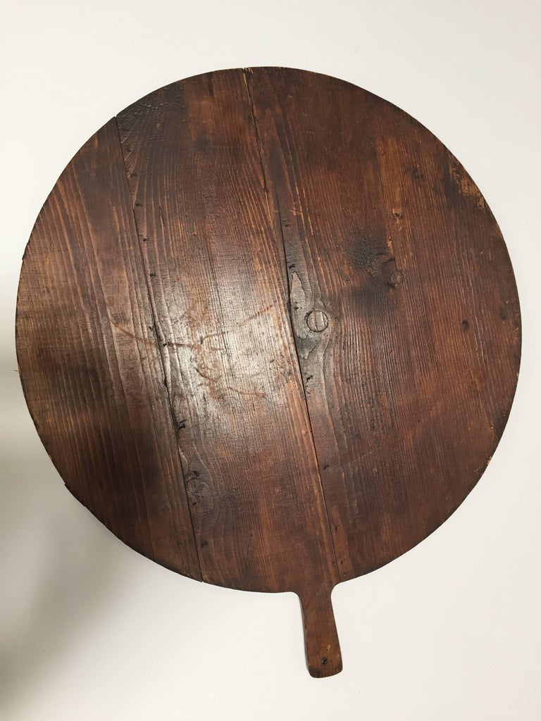 Set of Three Large Round Pine Cutting Boards with Handle at 1stDibs