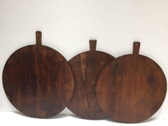 Set of Three Large Round Pine Cutting Boards with Handle