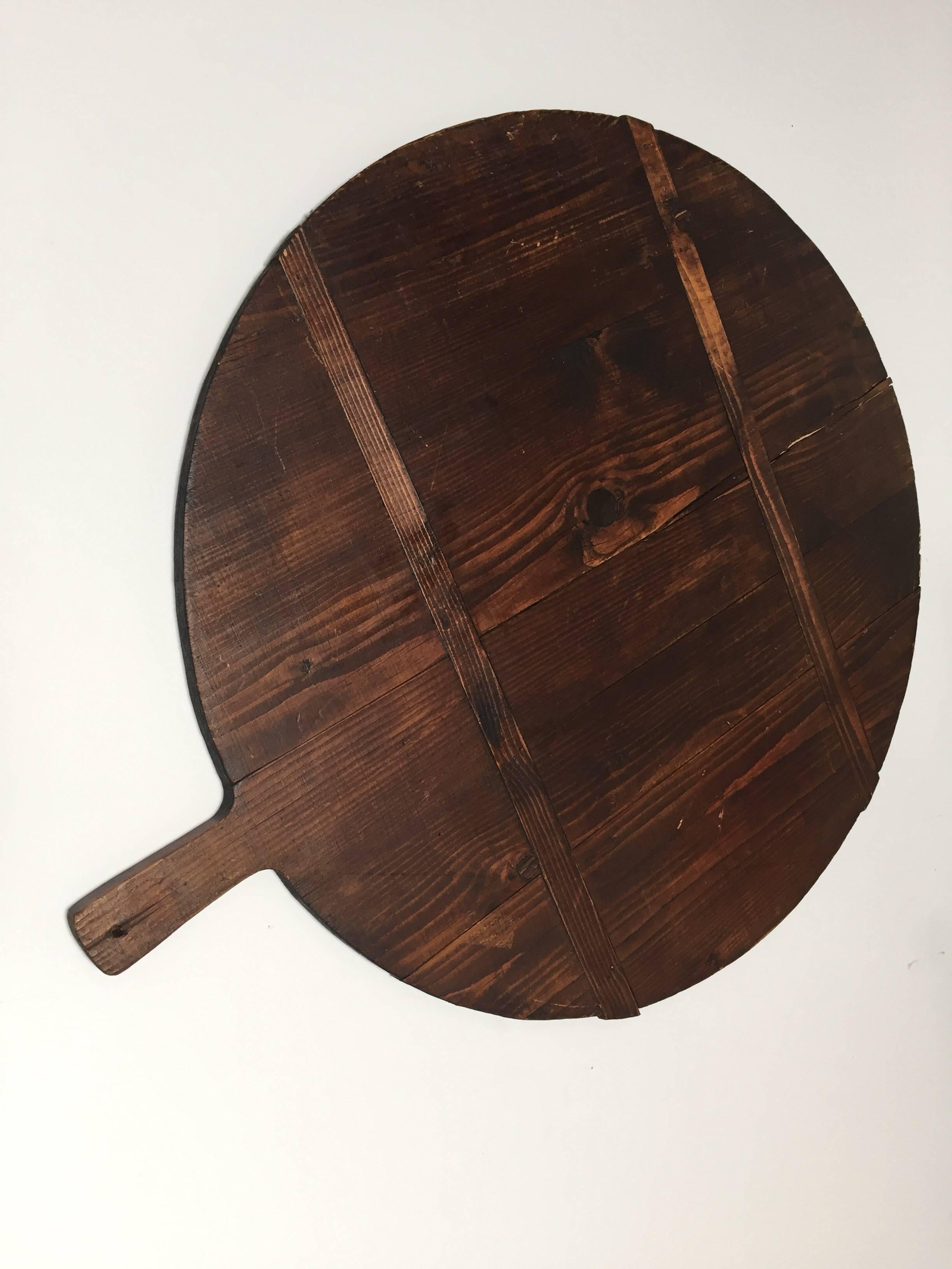 20th Century Set of Three Large Round Pine Cutting Boards with Handle