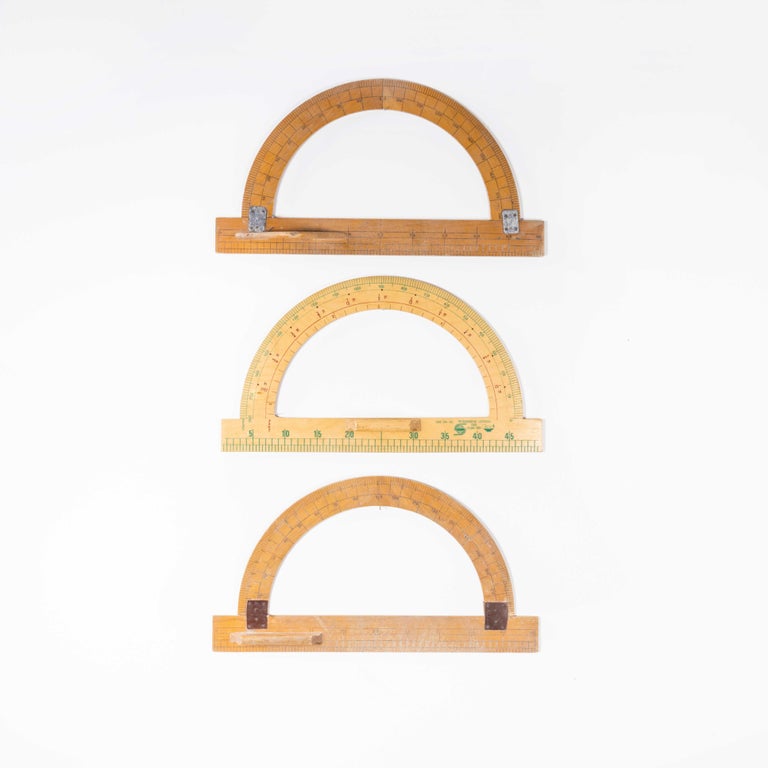 Set of Three Large Semi Cicular Stationery Oversize Protractors For