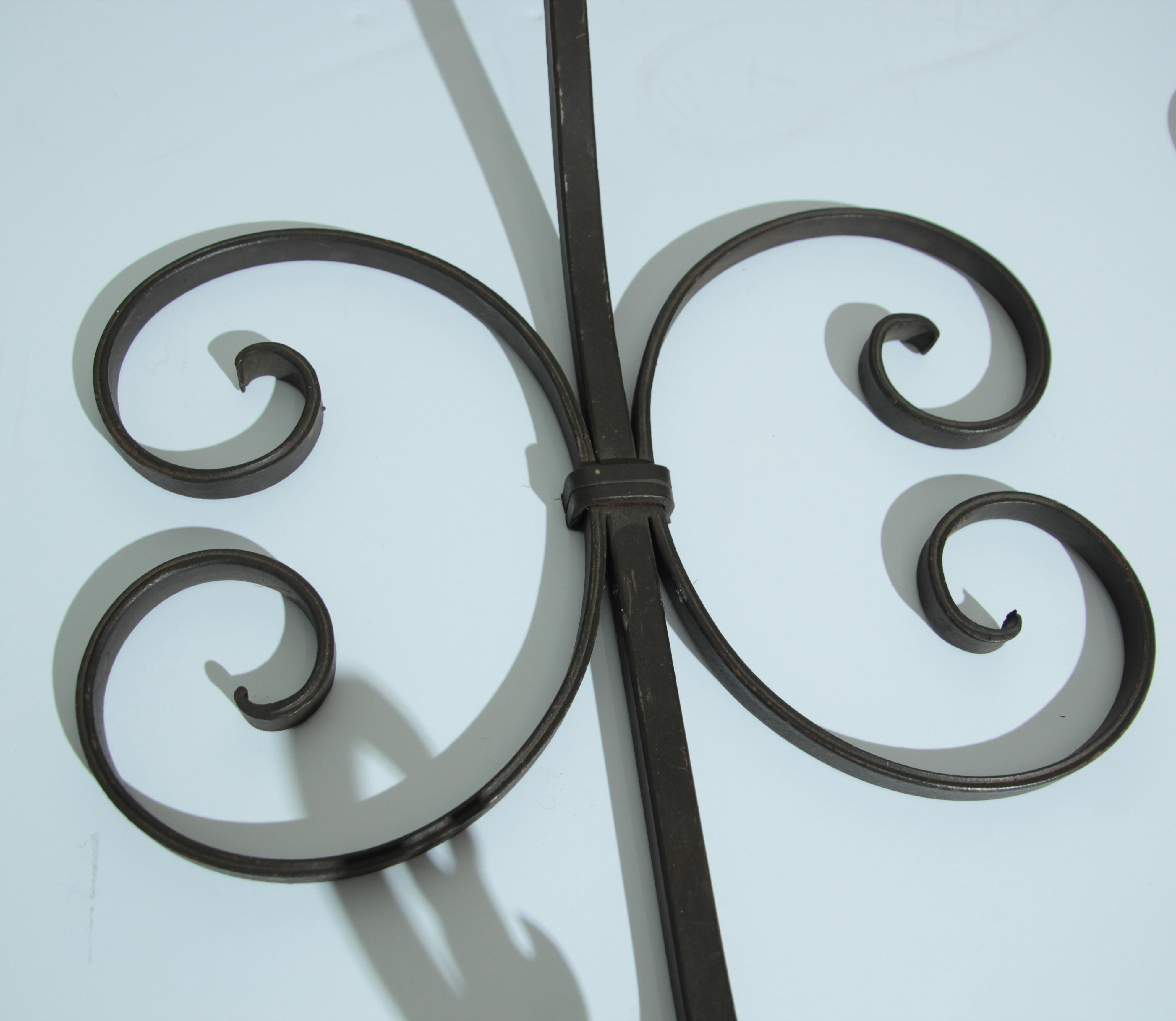 Set of Three Large Spanish Wrought Iron Wall Sconces with Three Lights 5